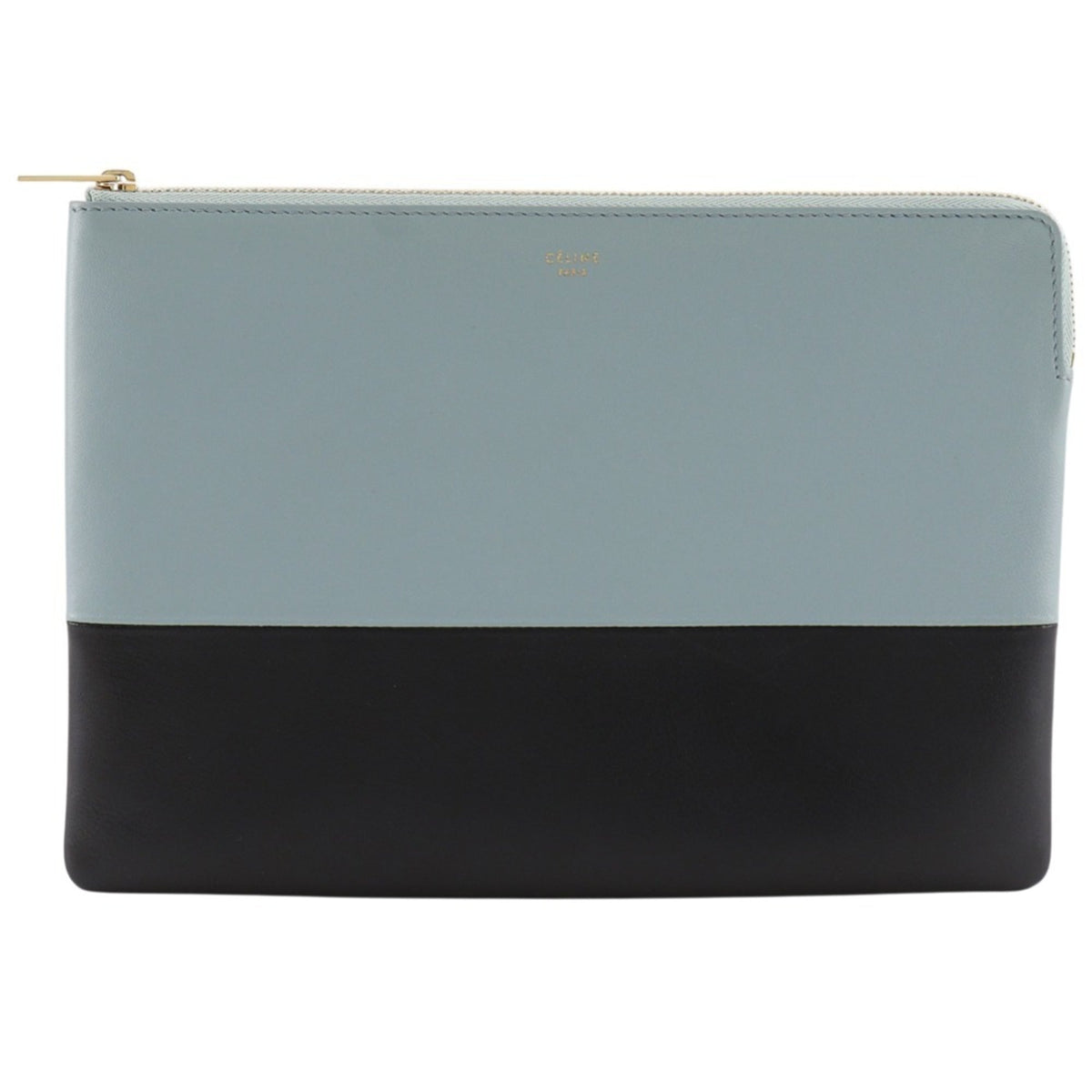 Celine Black Light Blue Leather Clutch Bag Pouch (Pre-Owned)