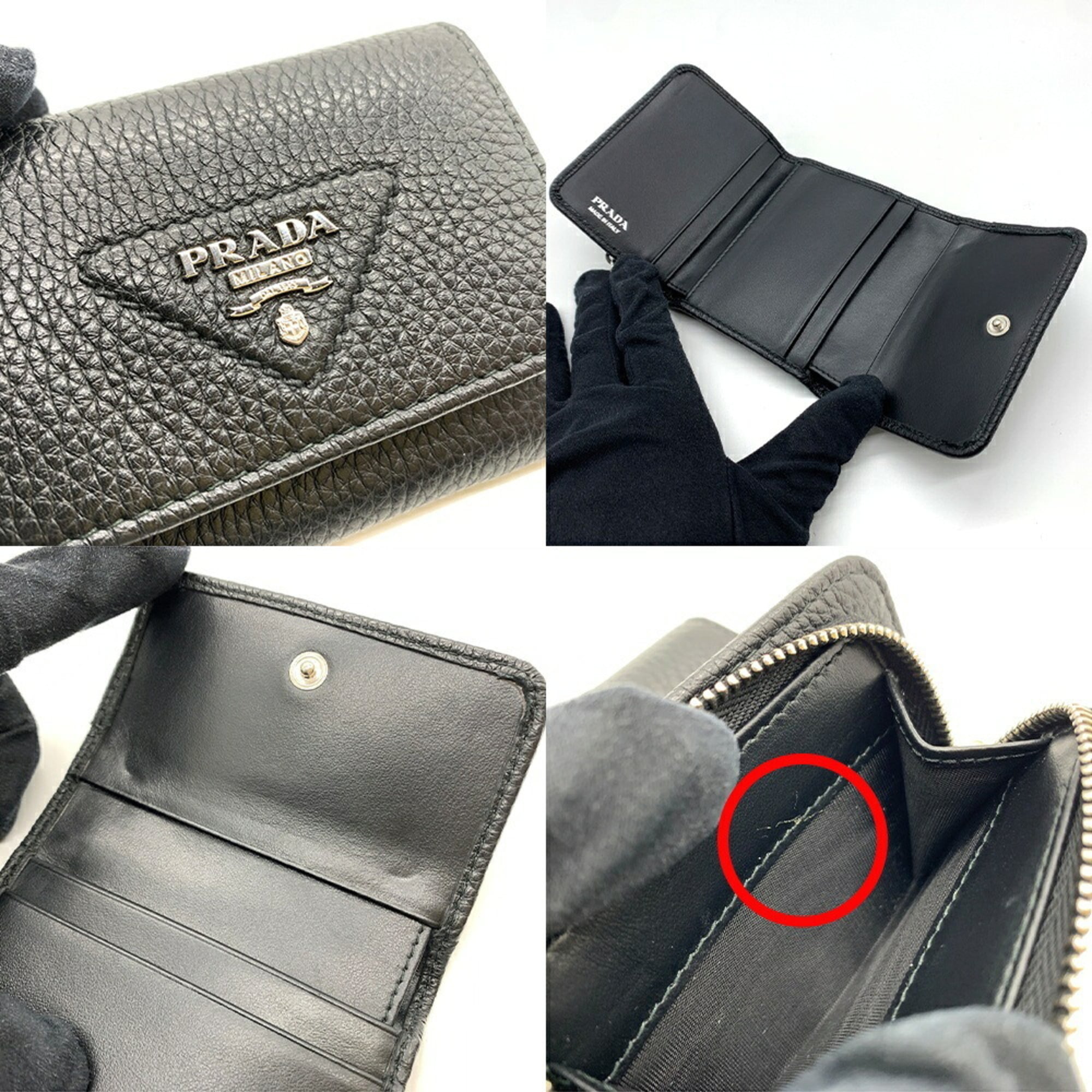 Prada Black Leather Wallet (Tri-Fold) (Pre-Owned)