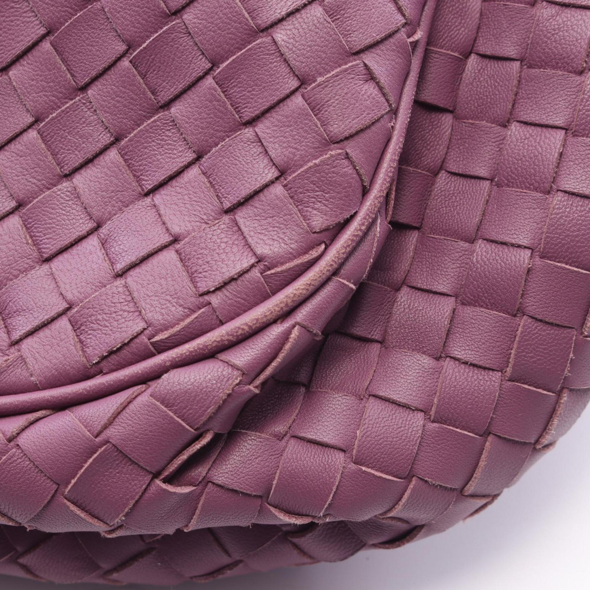 Bottega Veneta Purple Leather Handbag Shoulder Bag (Pre-Owned)