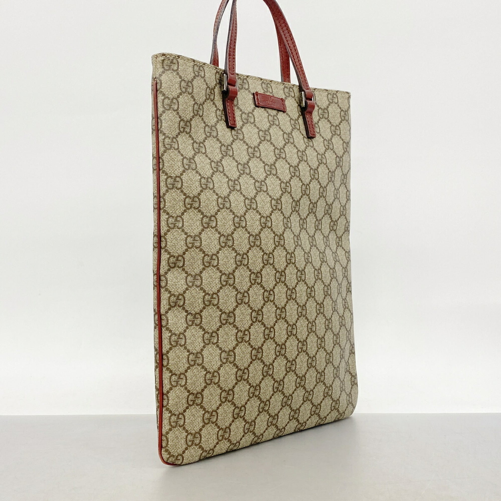 Gucci Brown Red Color Pvc Tote Bag (Pre-Owned)