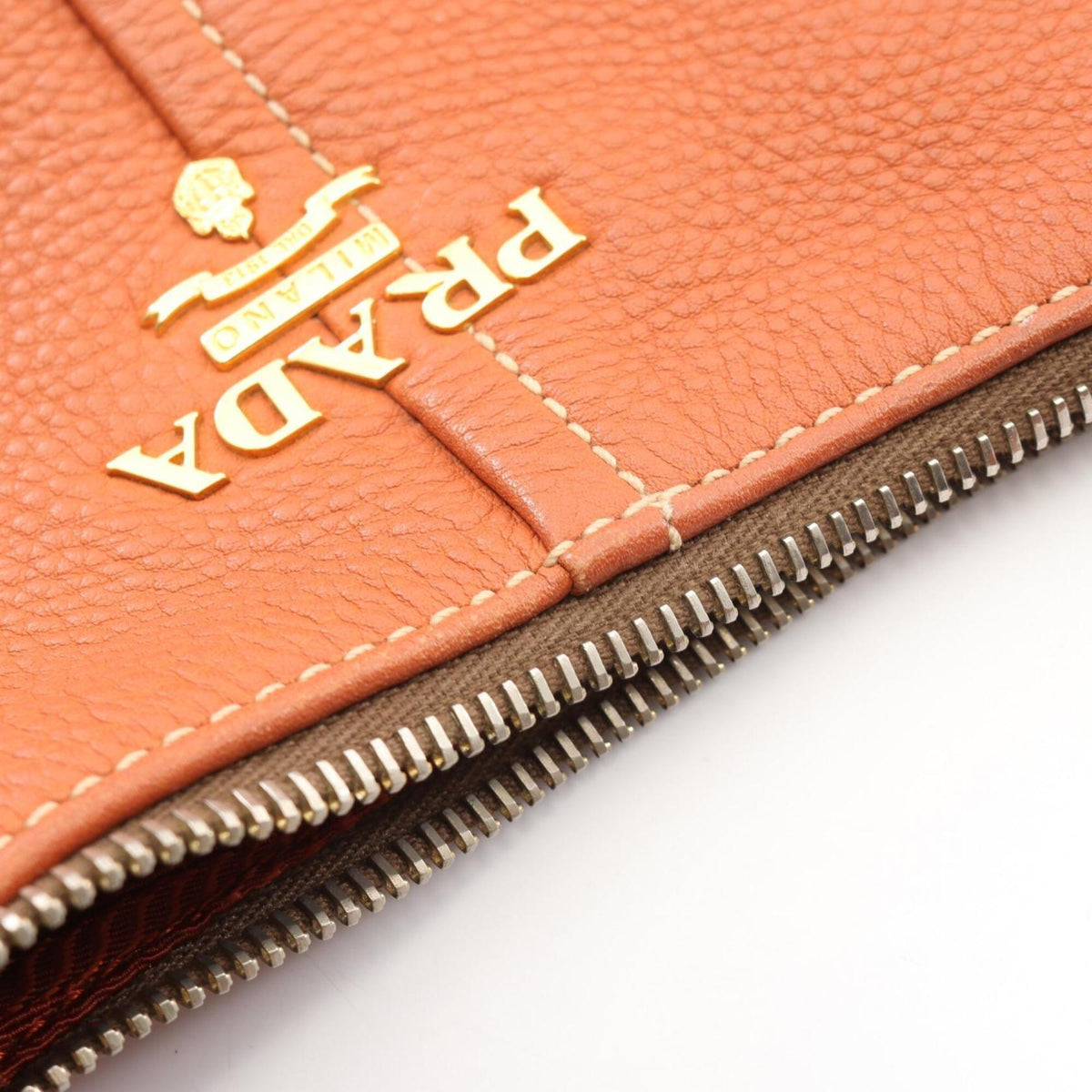 Prada Brown Leather Handbag Shoulder Bag (Pre-Owned)