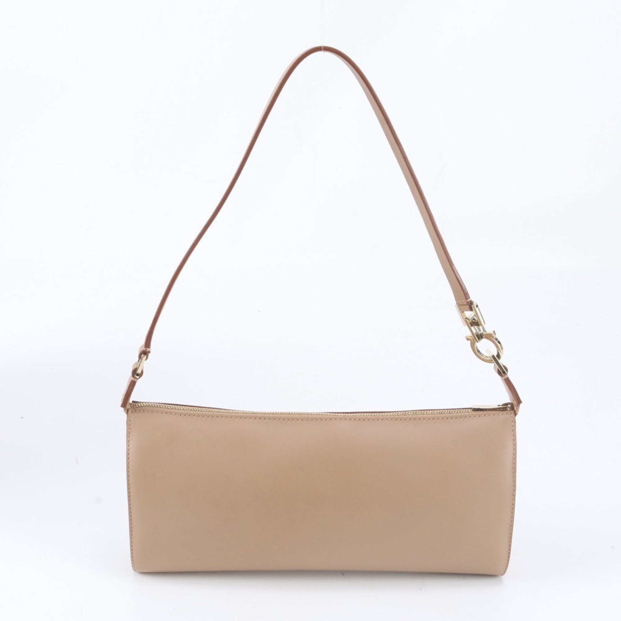 Salvatore Ferragamo Gancini Brown Leather Shoulder Bag (Pre-Owned)