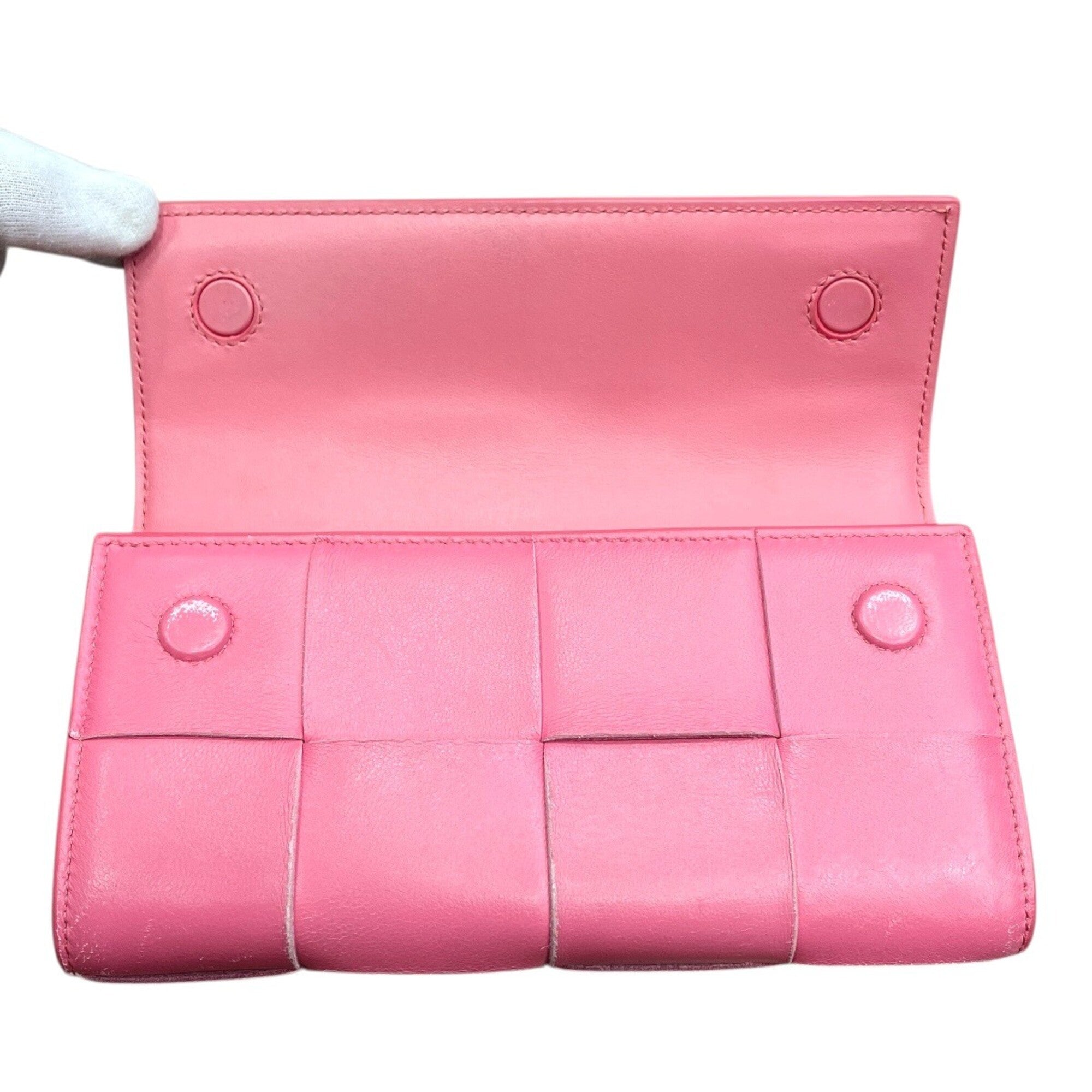 Bottega Veneta Pink Leather Long Wallet (Bi-Fold) (Pre-Owned)