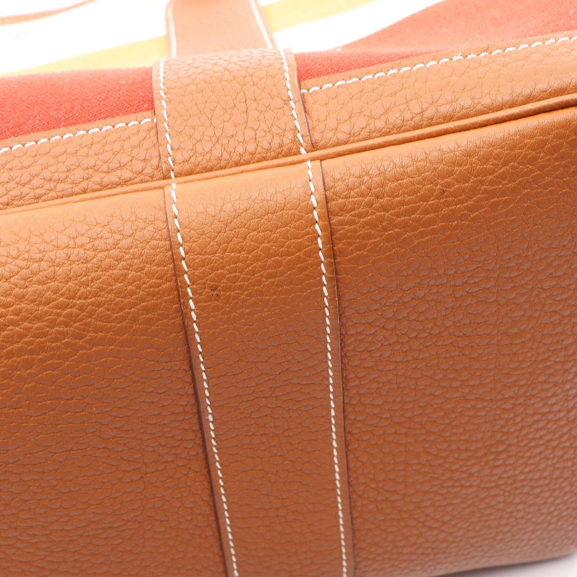 Hermes Brown Ecru Ivory Multi-Color Negonda Leather Handbag Tote Bag (Pre-Owned)