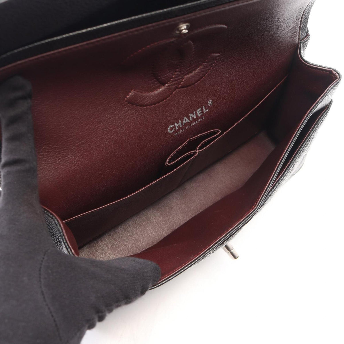 Chanel Black Grained Calfskin Handbag Shoulder Bag (Pre-Owned)