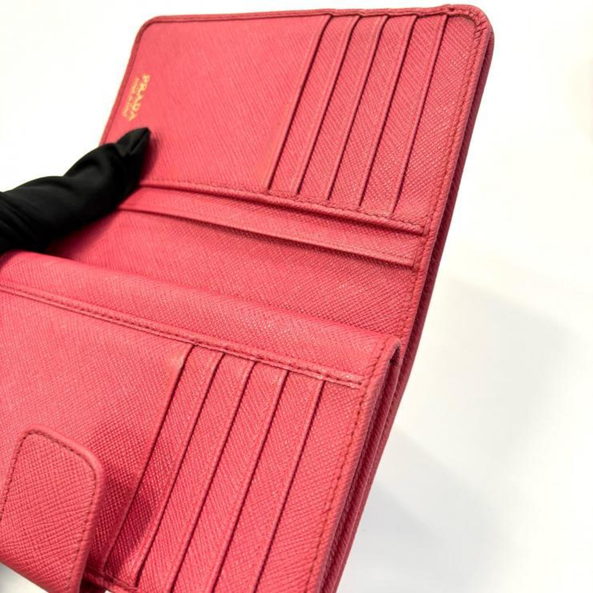 Prada Pink Saffiano Metal Wallet (Bi-Fold) (Pre-Owned)
