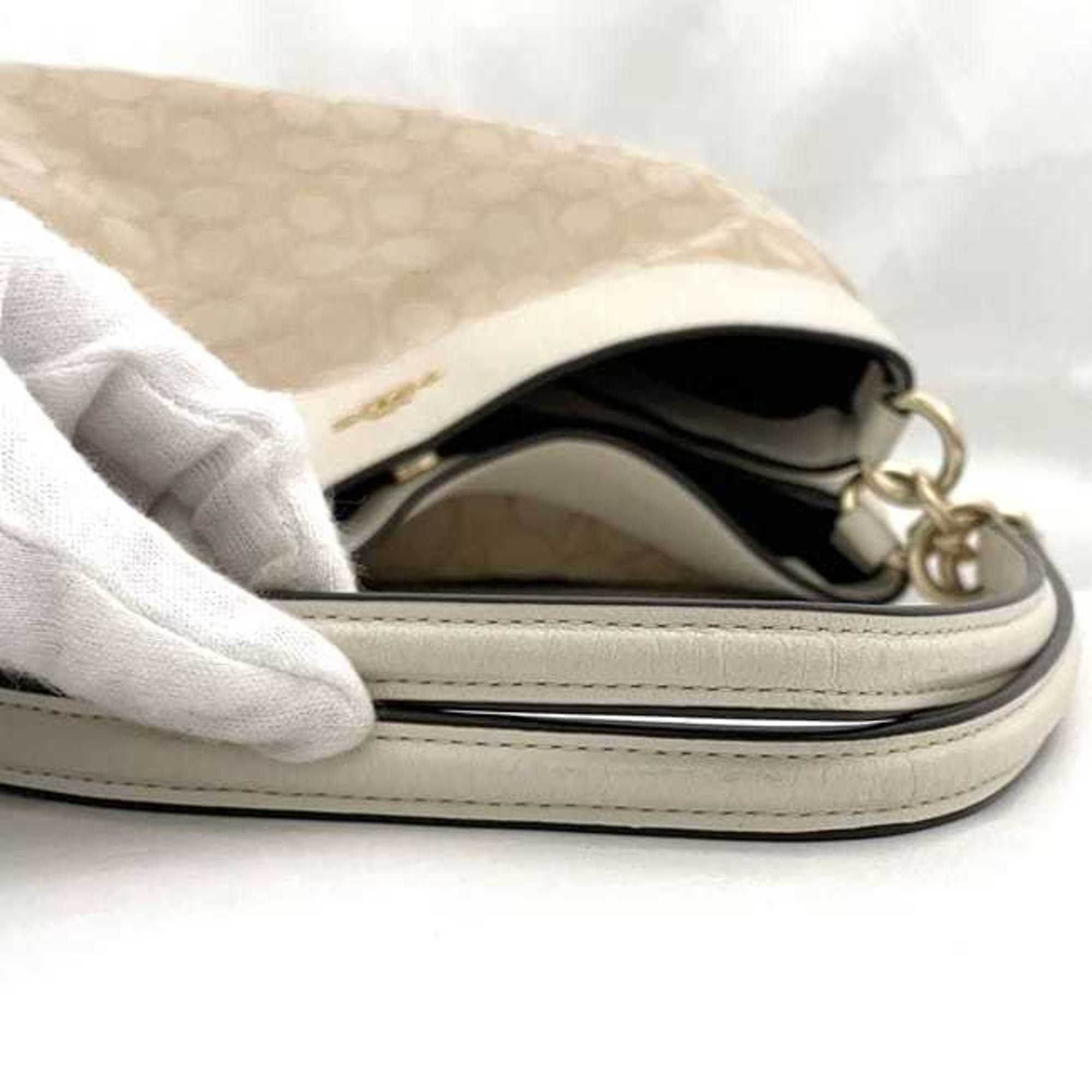 Coach Cream White Leather Canvas Tote Bag (Pre-Owned)