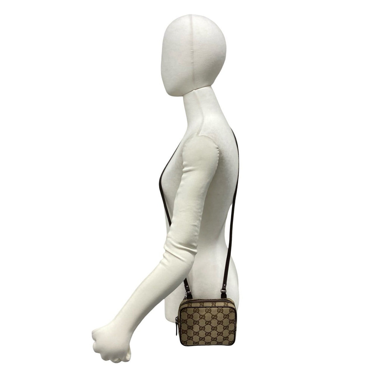 Gucci Brown Canvas Leather Pochette Shoulder Bag (Pre-Owned)