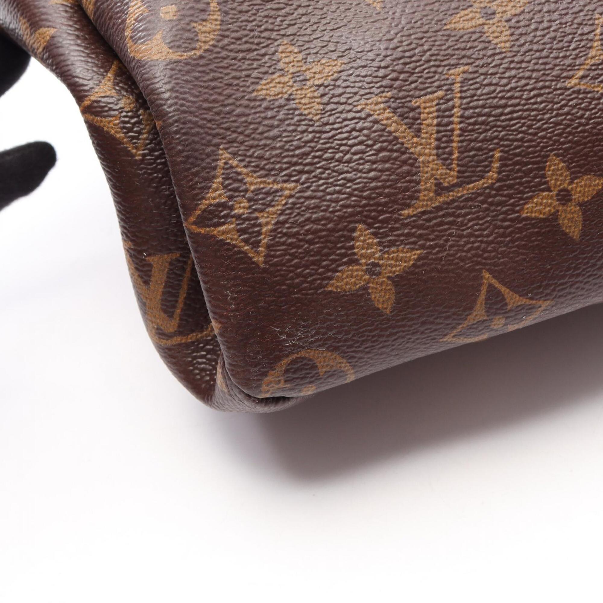Louis Vuitton Black Brown Coated Canvas Leather Handbag (Pre-Owned)