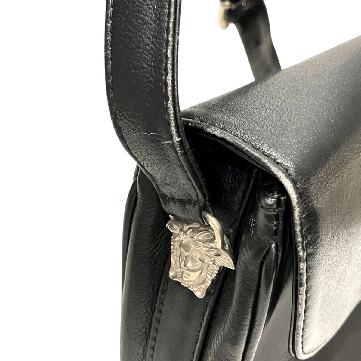 Versace Black Leather Shoulder Bag (Pre-Owned)