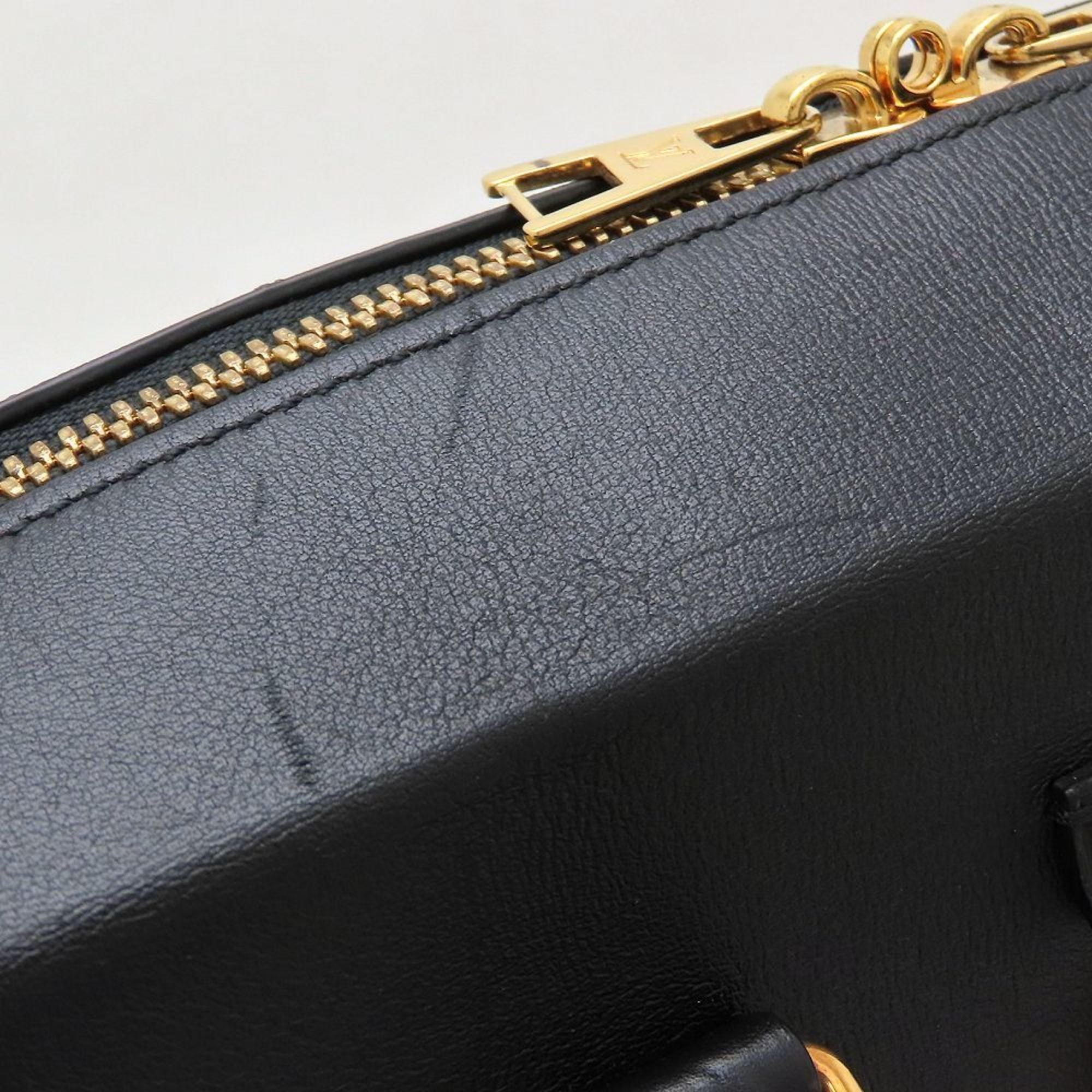 Louis Vuitton Black Brown Canvas Leather Handbag (Pre-Owned)