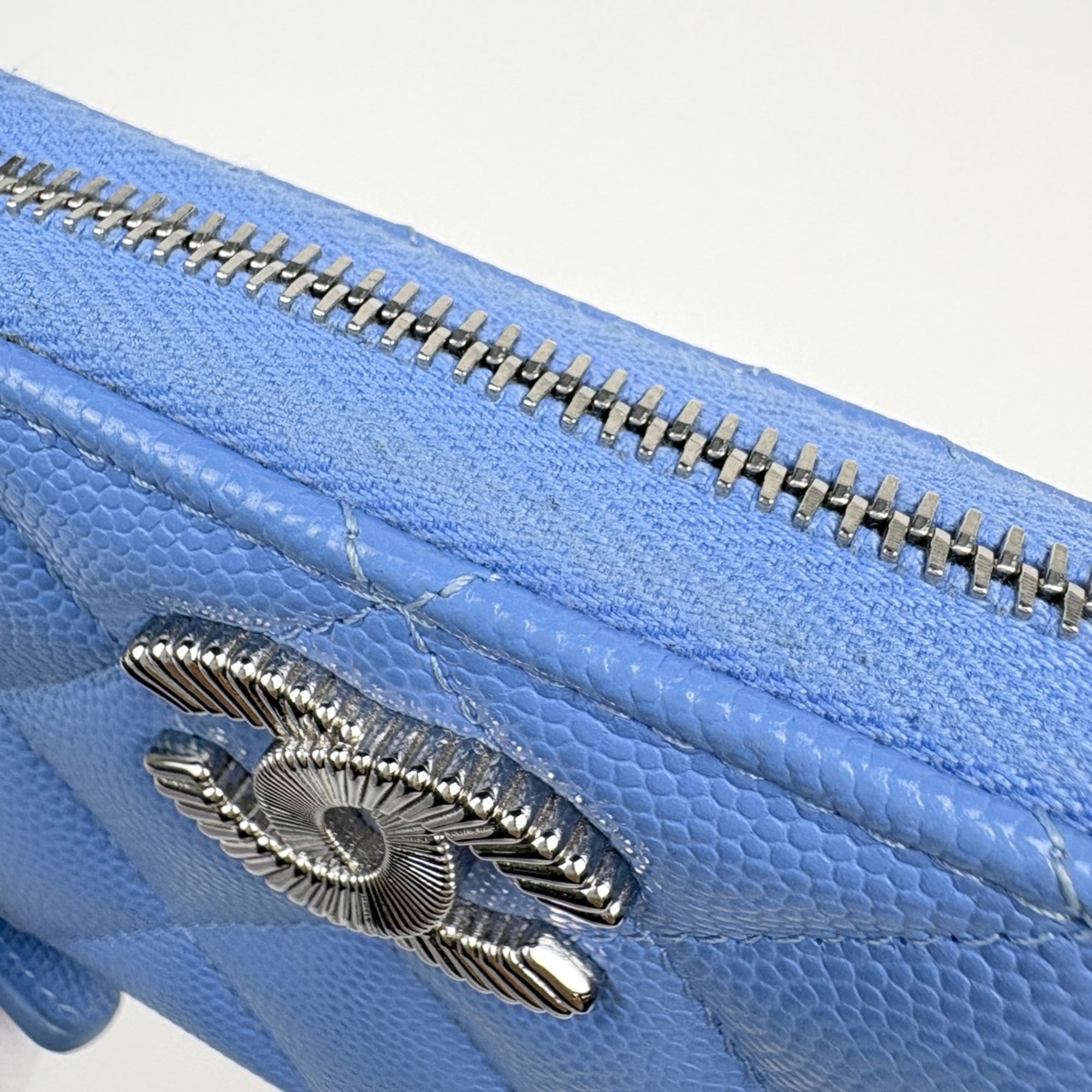 Chanel Blue Leather Coin Purse/Coin Case (Pre-Owned)