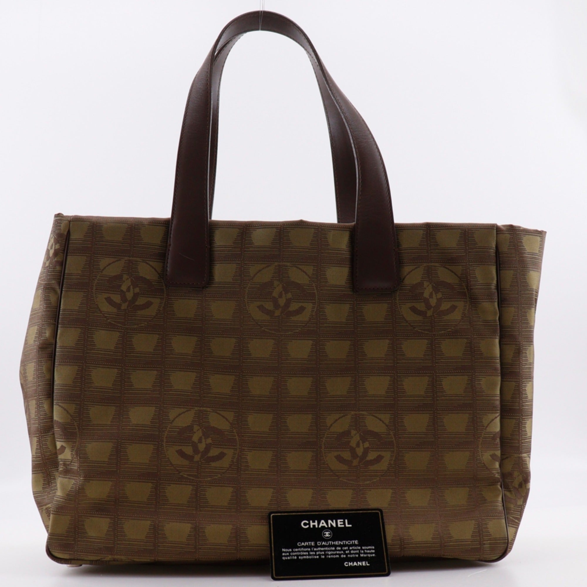 Chanel Khaki Nylon Canvas Tote Bag (Pre-Owned)