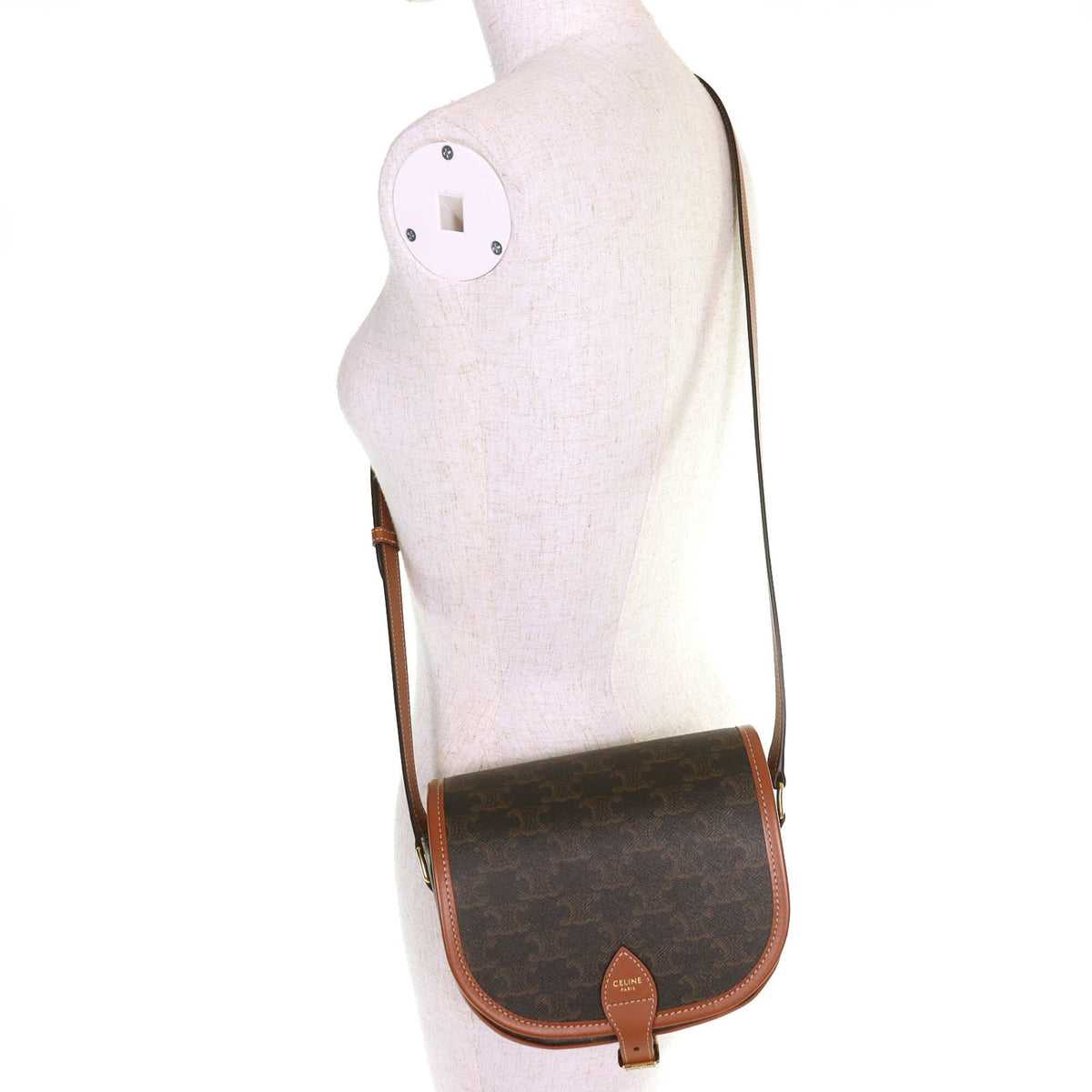 Celine Brown Canvas Shoulder Bag (Pre-Owned)