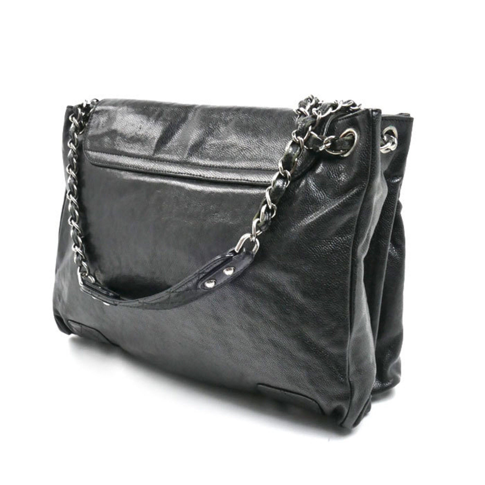 Chanel Black Grained Calfskin Shoulder Bag (Pre-Owned)