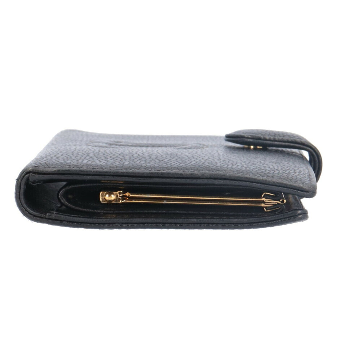 Chanel Black Grained Calfskin Long Wallet (Bi-Fold) (Pre-Owned)