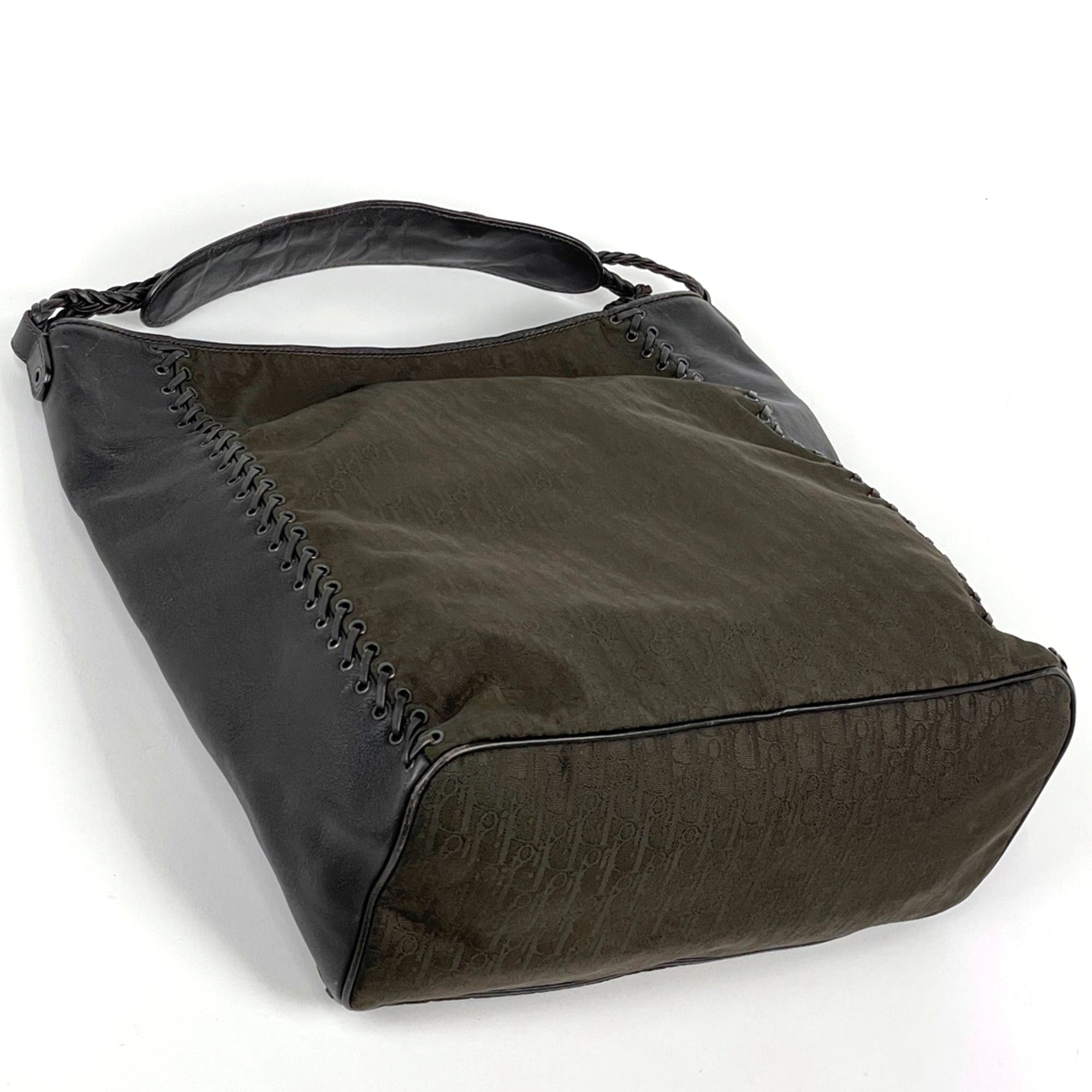 Christian Dior Trotter Brown Nylon Leather Shoulder Bag (Pre-Owned)
