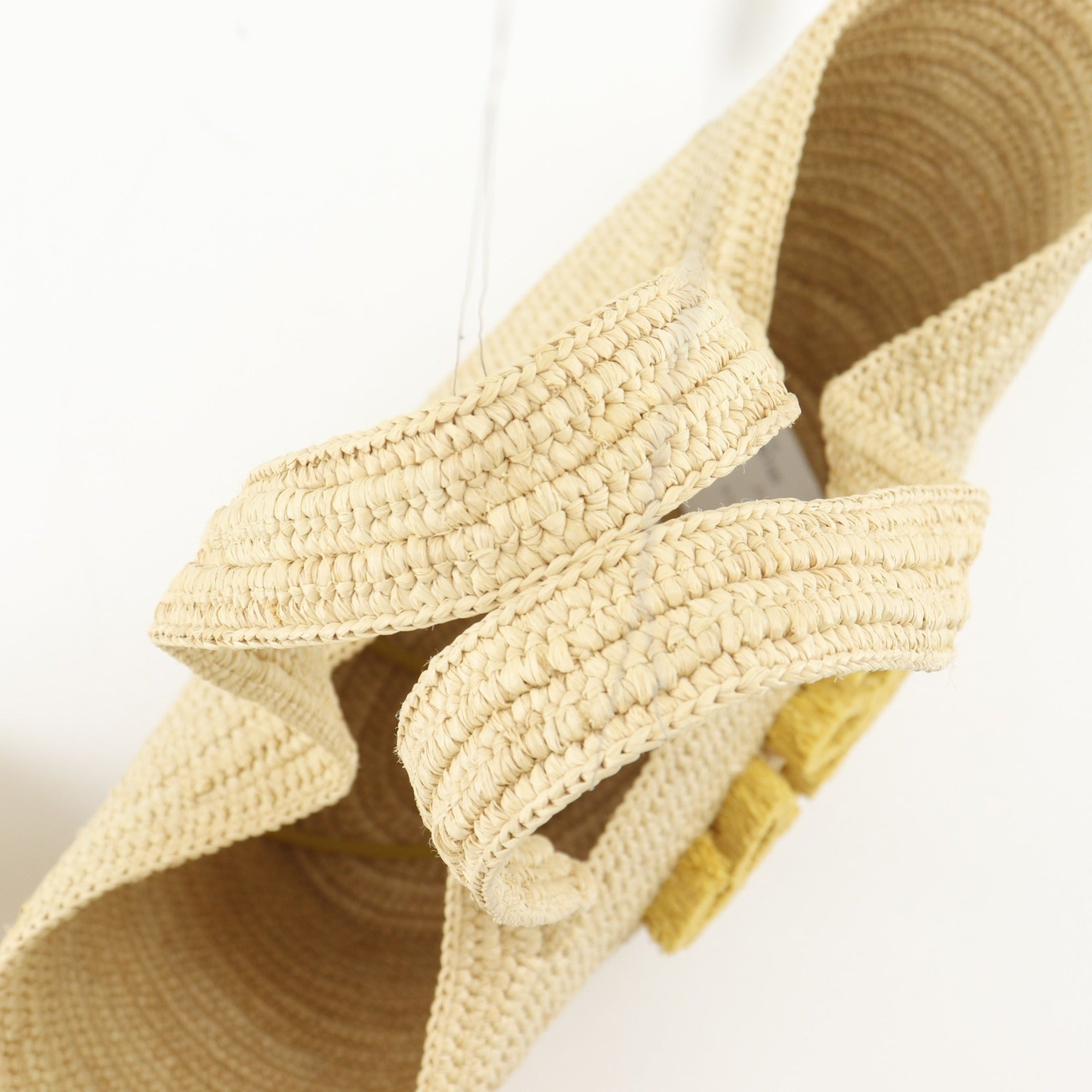Loewe Beige Yellow Raffia Leather Basket Handbag (Pre-Owned)