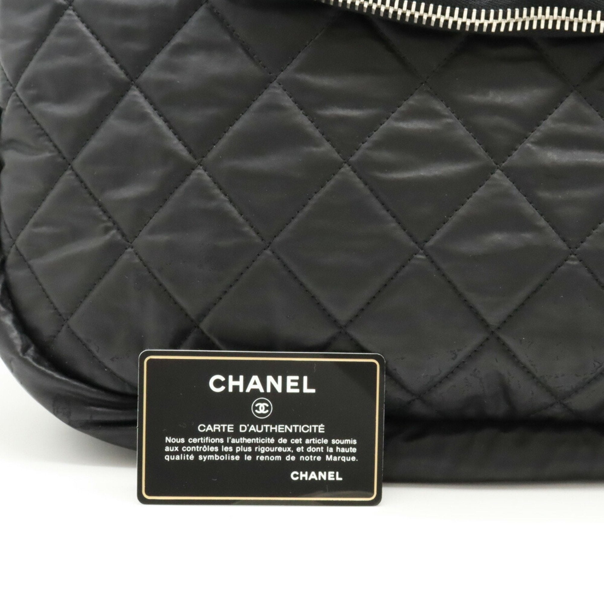 Chanel Black Leather Nylon Shoulder Bag (Pre-Owned)