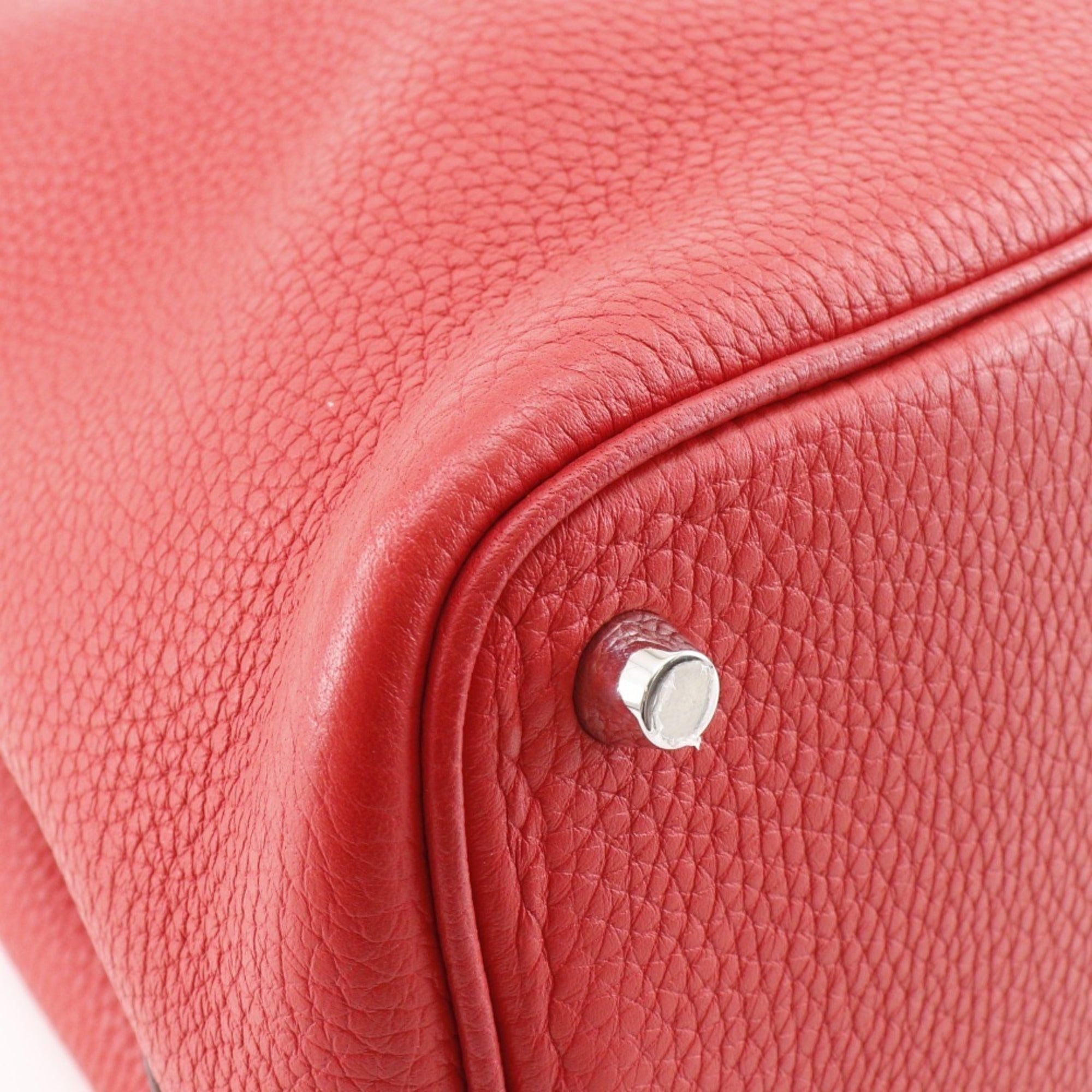 Hermes Picotin Red Color Taurillon Clemence Leather Handbag (Pre-Owned)