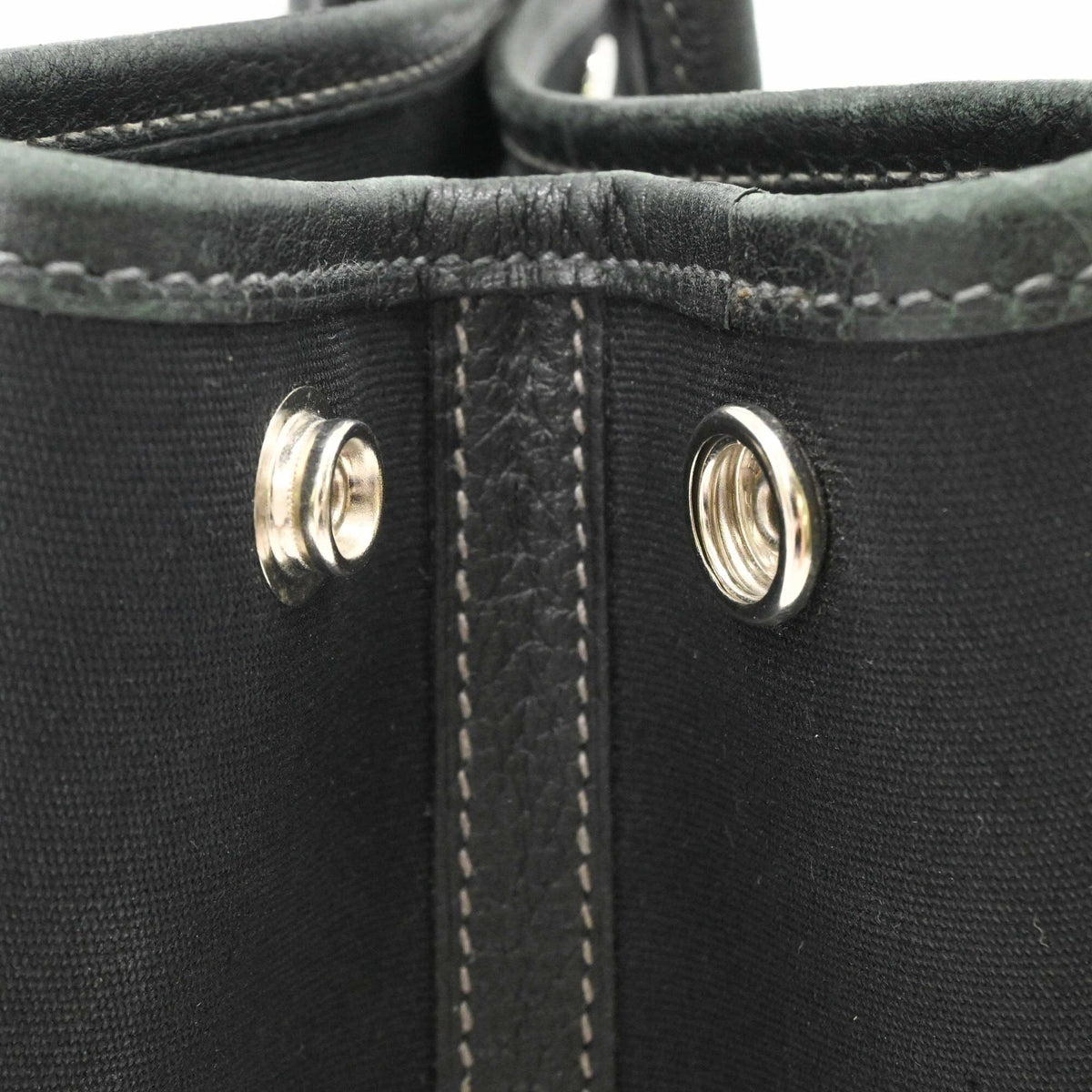 Hermes Garden Black Toile Officier Handbag Tote Bag (Pre-Owned)