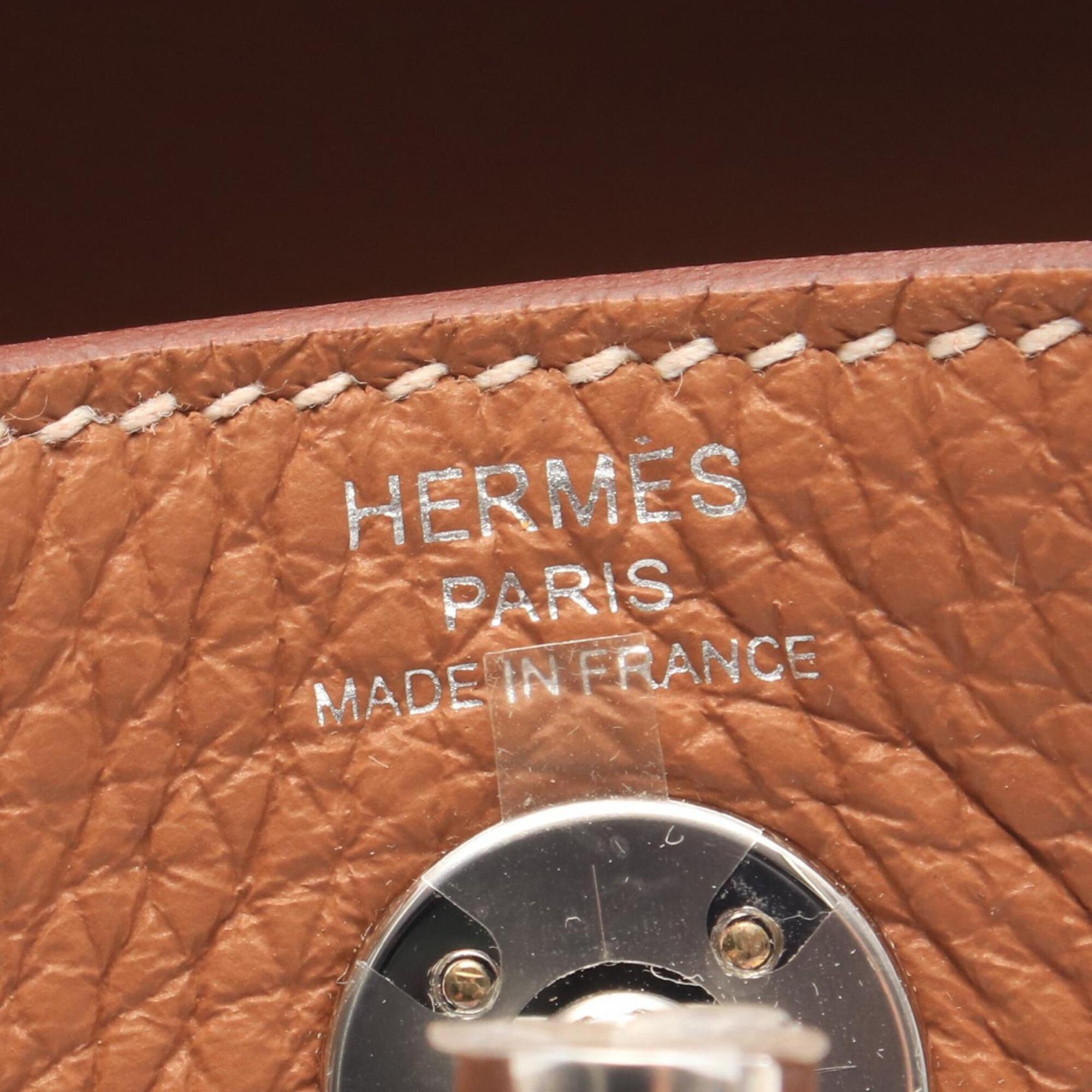 Hermes Brown Gold Taurillon Clemence Leather Leather Handbag Shoulder Bag (Pre-Owned)