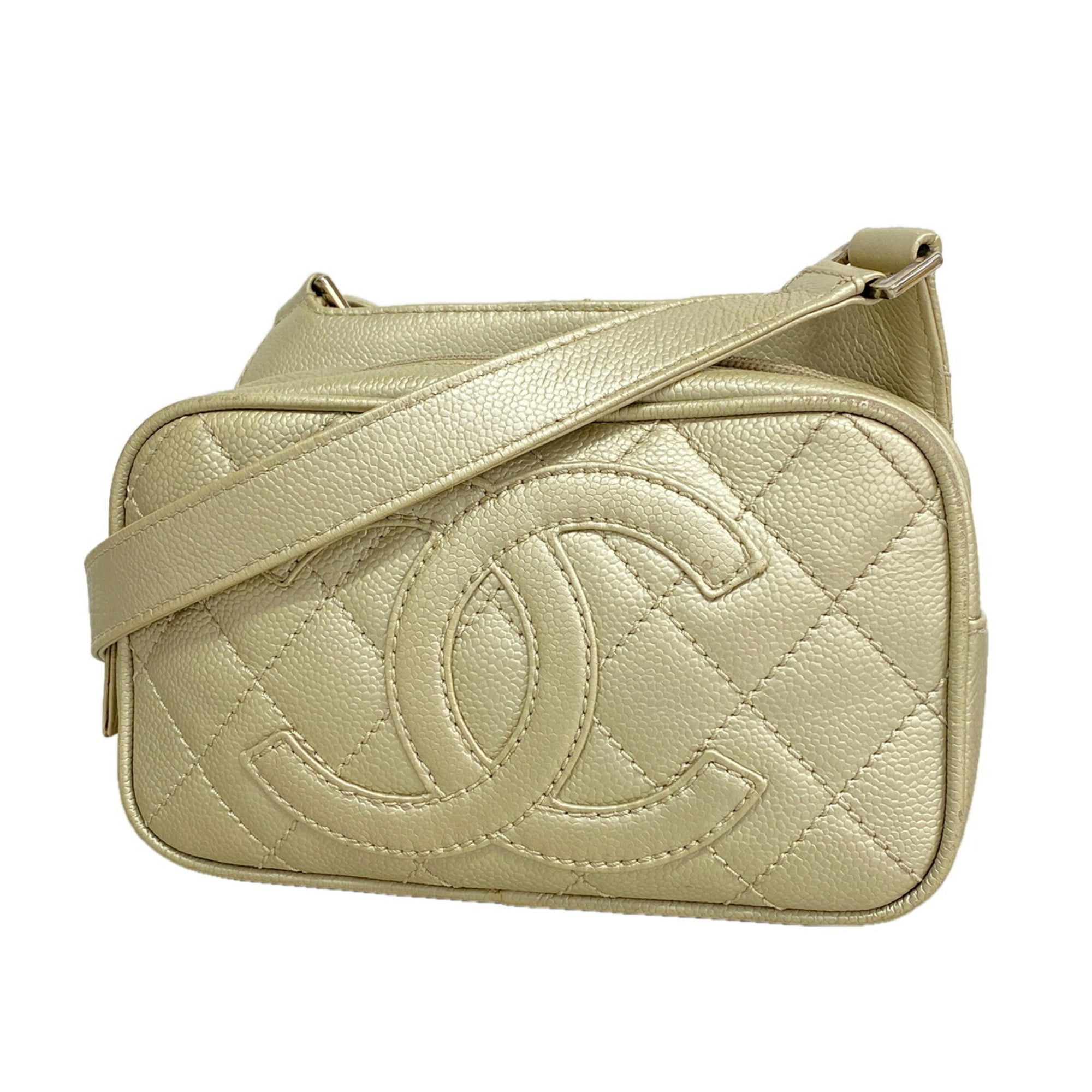 Chanel Metallic Gray Grained Calfskin Shoulder Bag (Pre-Owned)