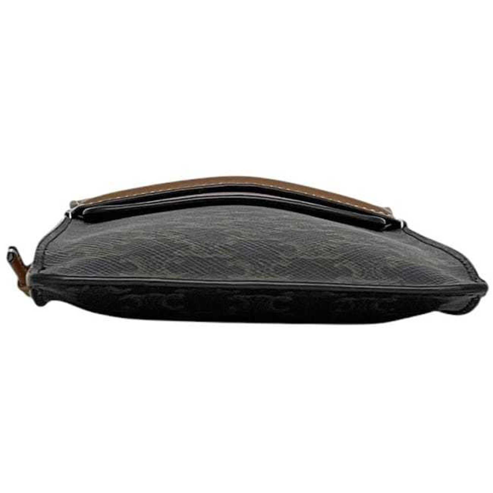 Celine Black Brown Pvc Leather Pochette Shoulder Bag (Pre-Owned)