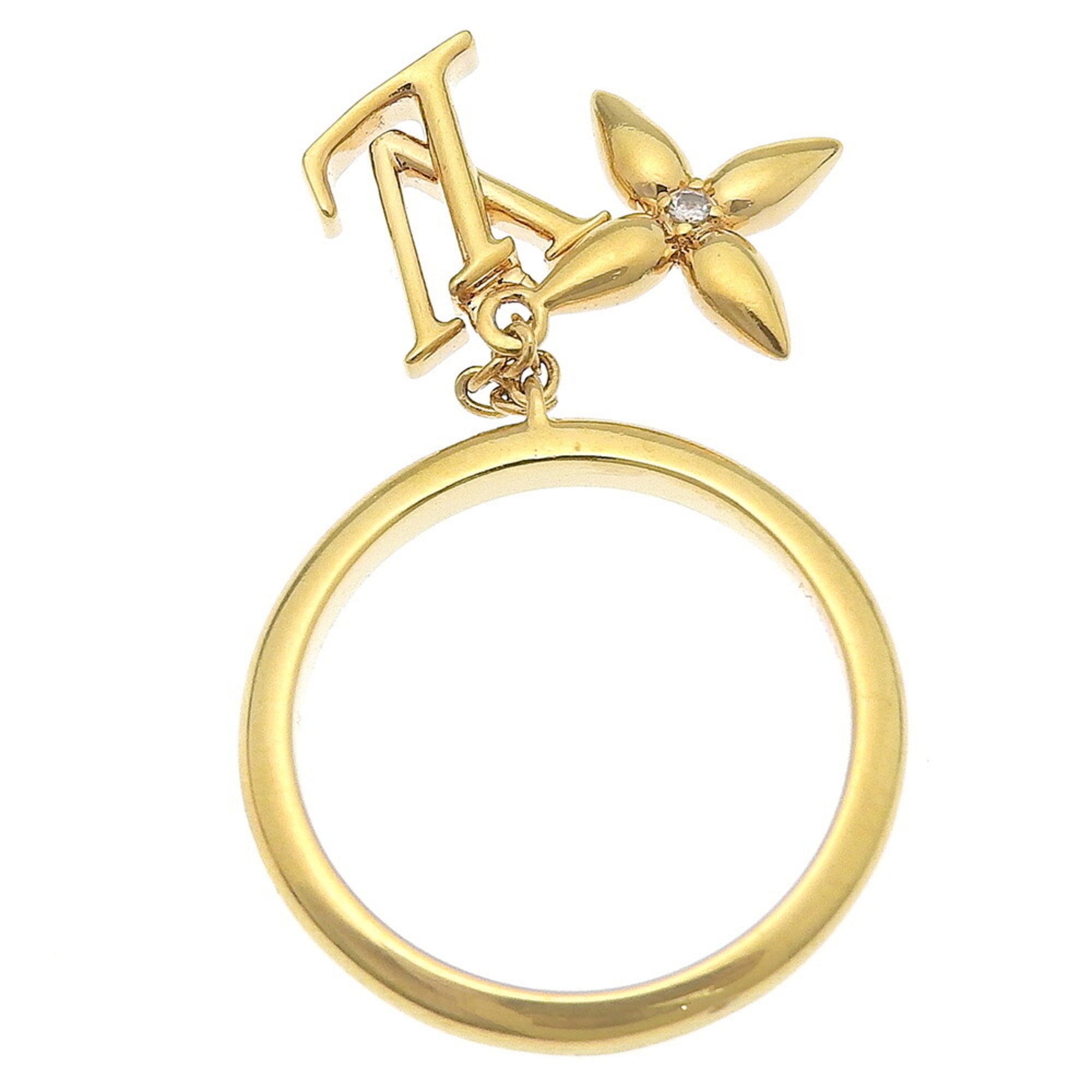 Louis Vuitton Gold Gold Plating Rhinestone Band Ring (Pre-Owned)