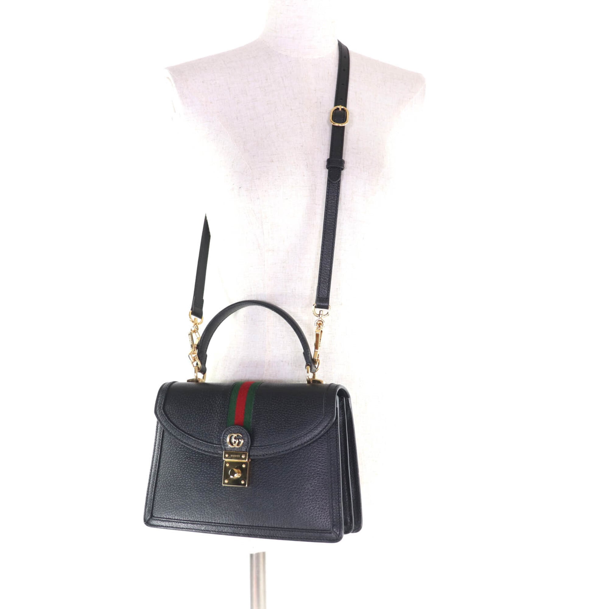 Gucci Black Leather Handbag Shoulder Bag (Pre-Owned)