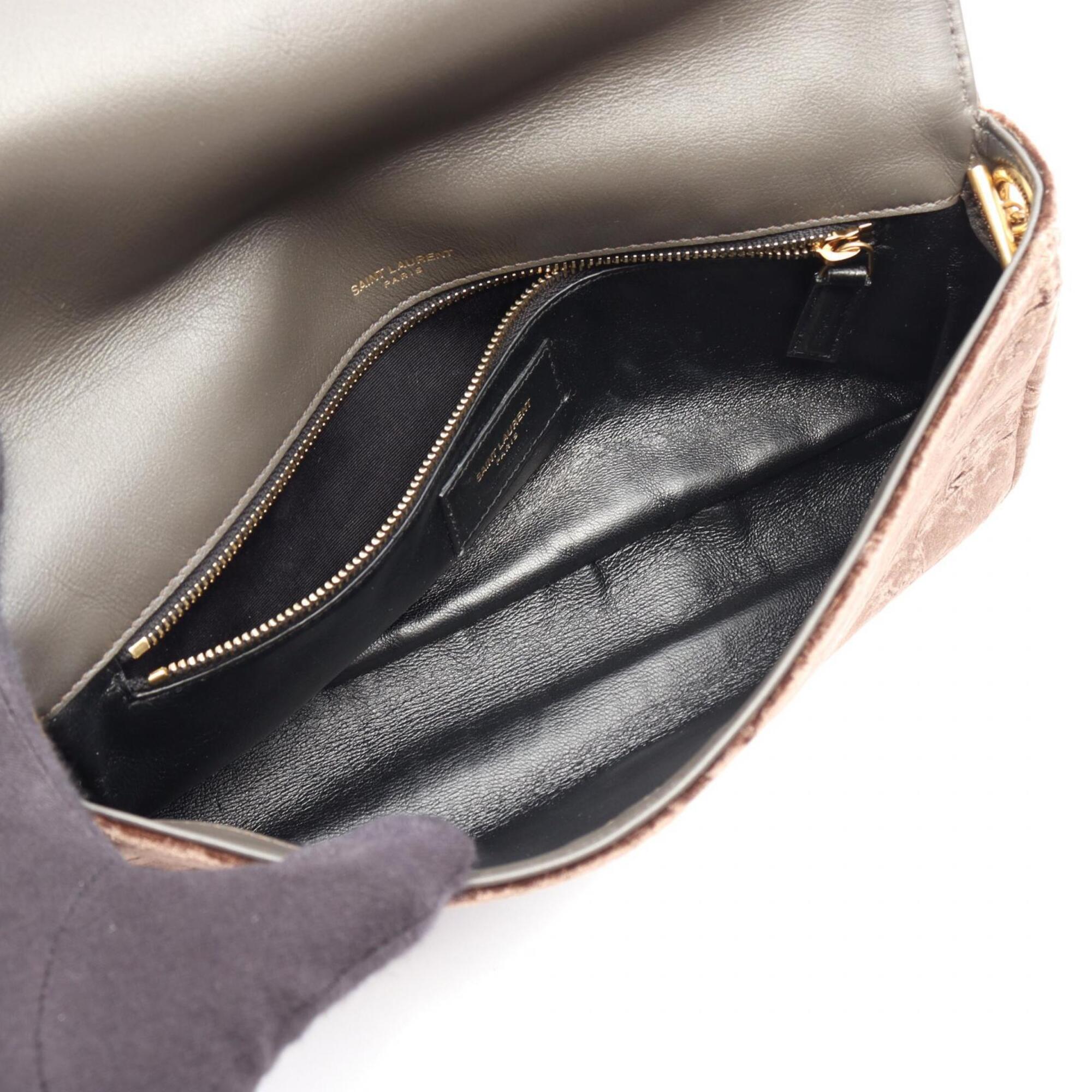 Yves Saint Laurent Brown Fabric Handbag Shoulder Bag (Pre-Owned)