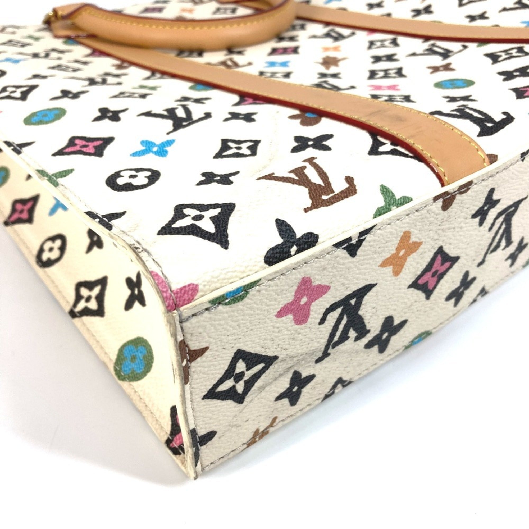 Louis Vuitton Beige Multi-Color Handbag Tote Bag (Pre-Owned)