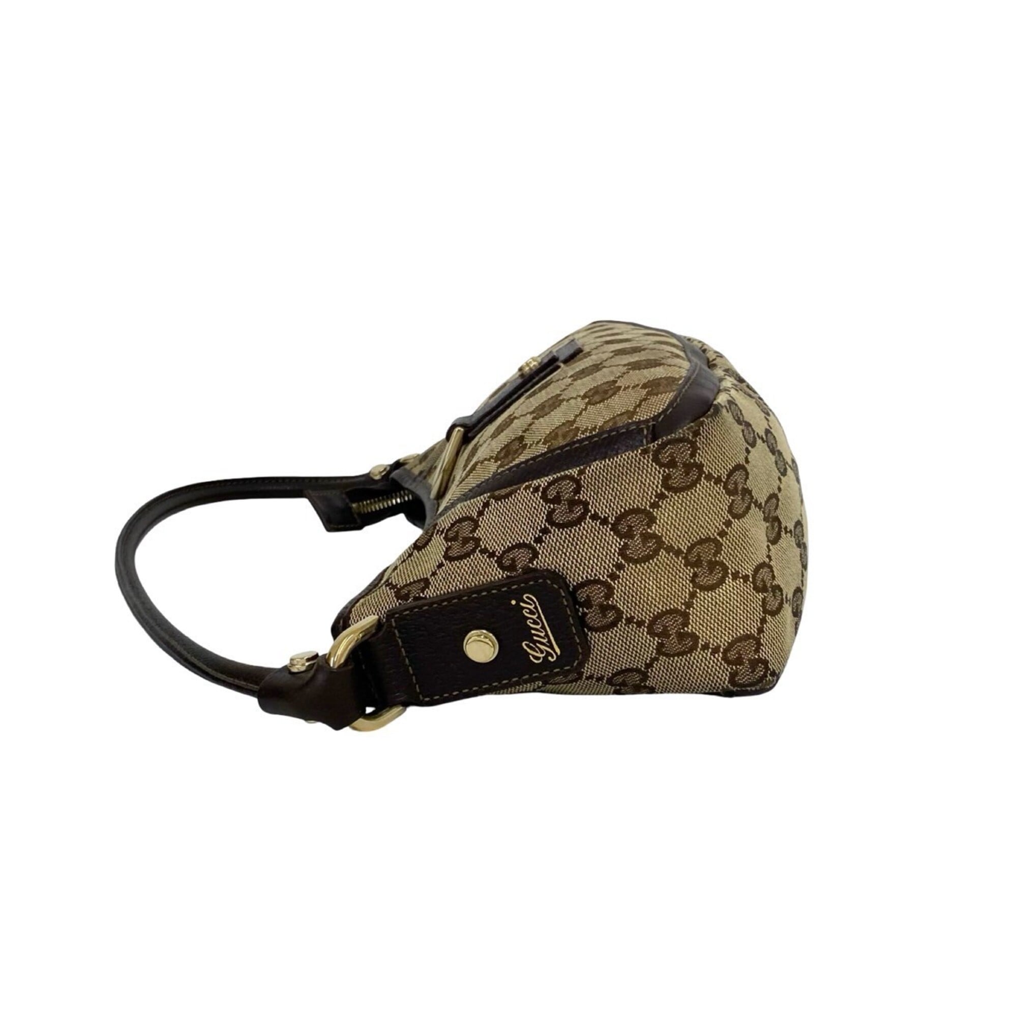 Gucci Brown Canvas Leather Handbag Shoulder Bag (Pre-Owned)