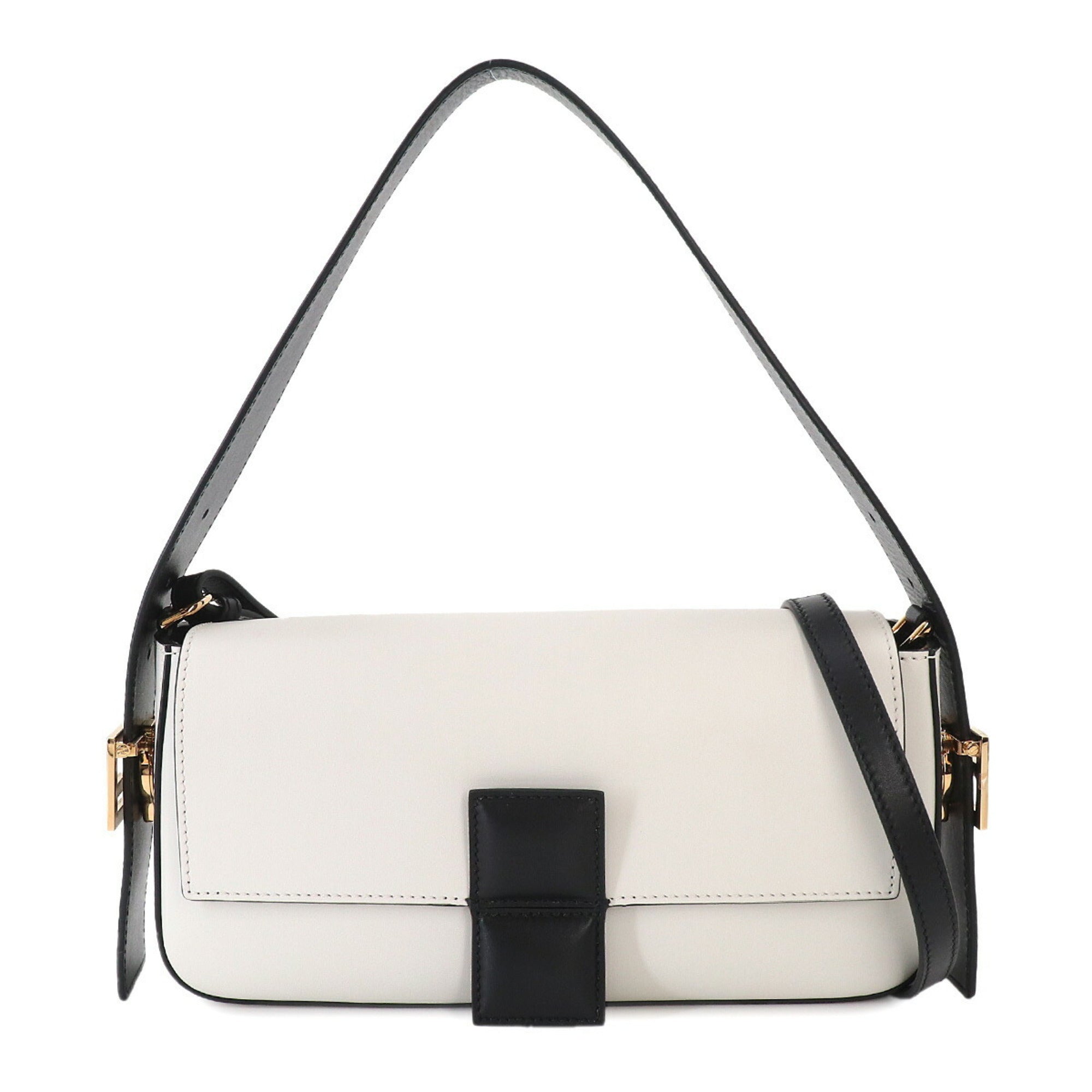 Fendi Black White Leather Handbag (Pre-Owned)