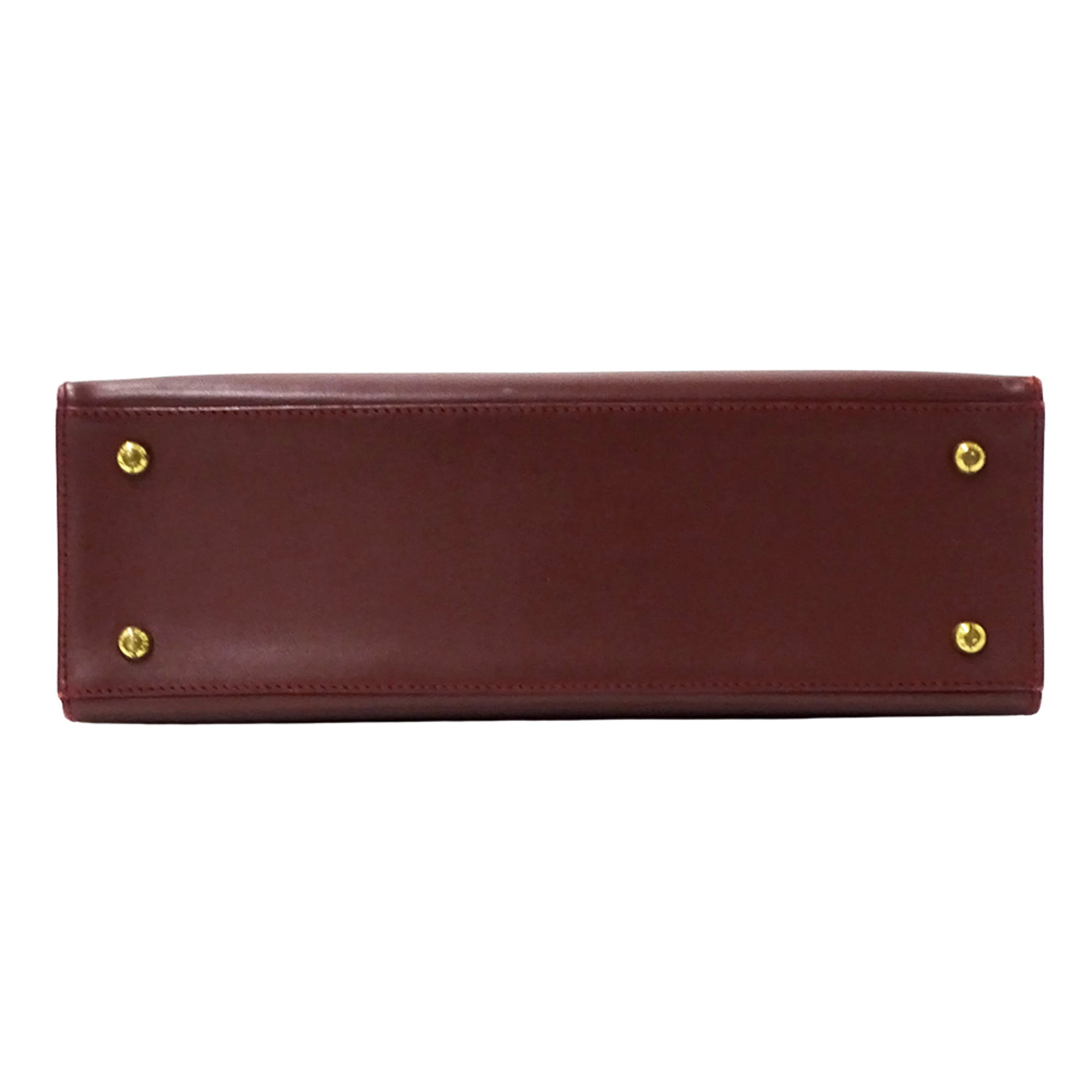 Cartier Bordeaux Red Color Wine Red Leather Handbag (Pre-Owned)