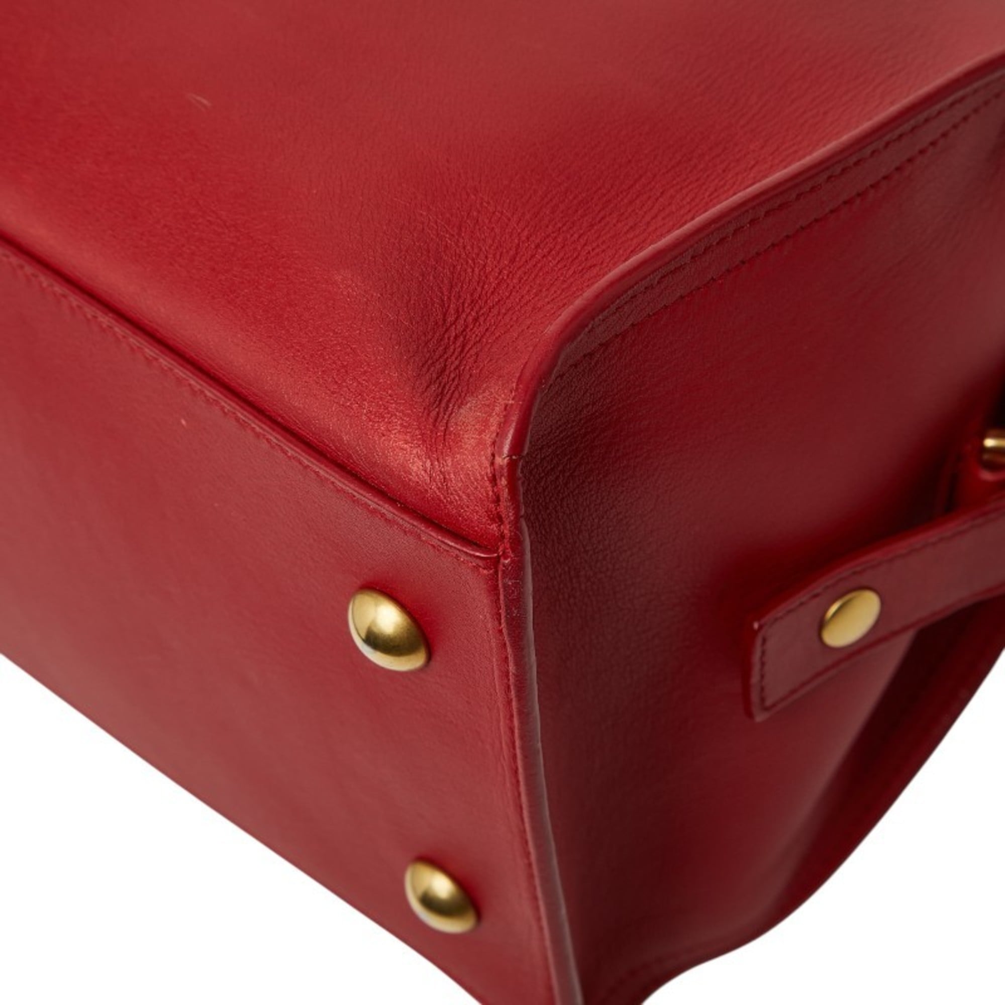 Saint Laurent Gold Red Color Leather Handbag Shoulder Bag (Pre-Owned)