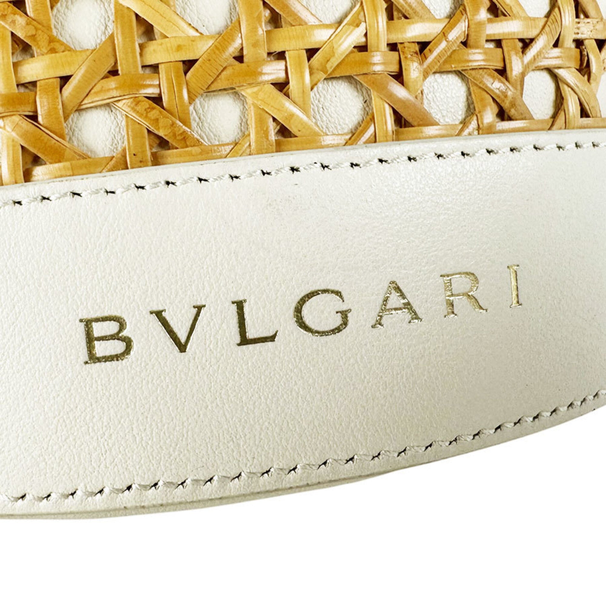 Bvlgari Ivory Orange Pink Straw Leather Shoulder Bag (Pre-Owned)