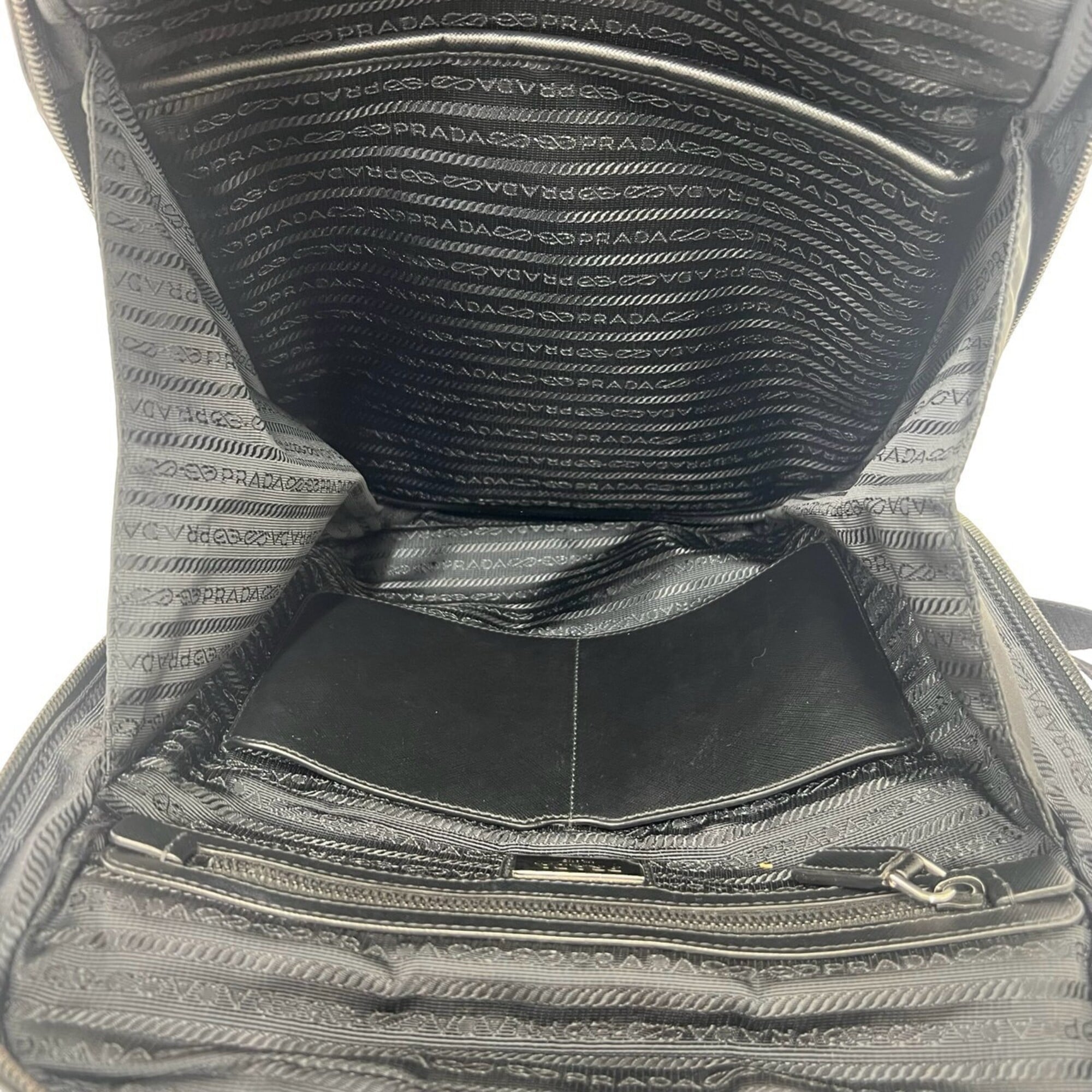 Prada Black Nylon Leather Backpack (Pre-Owned)