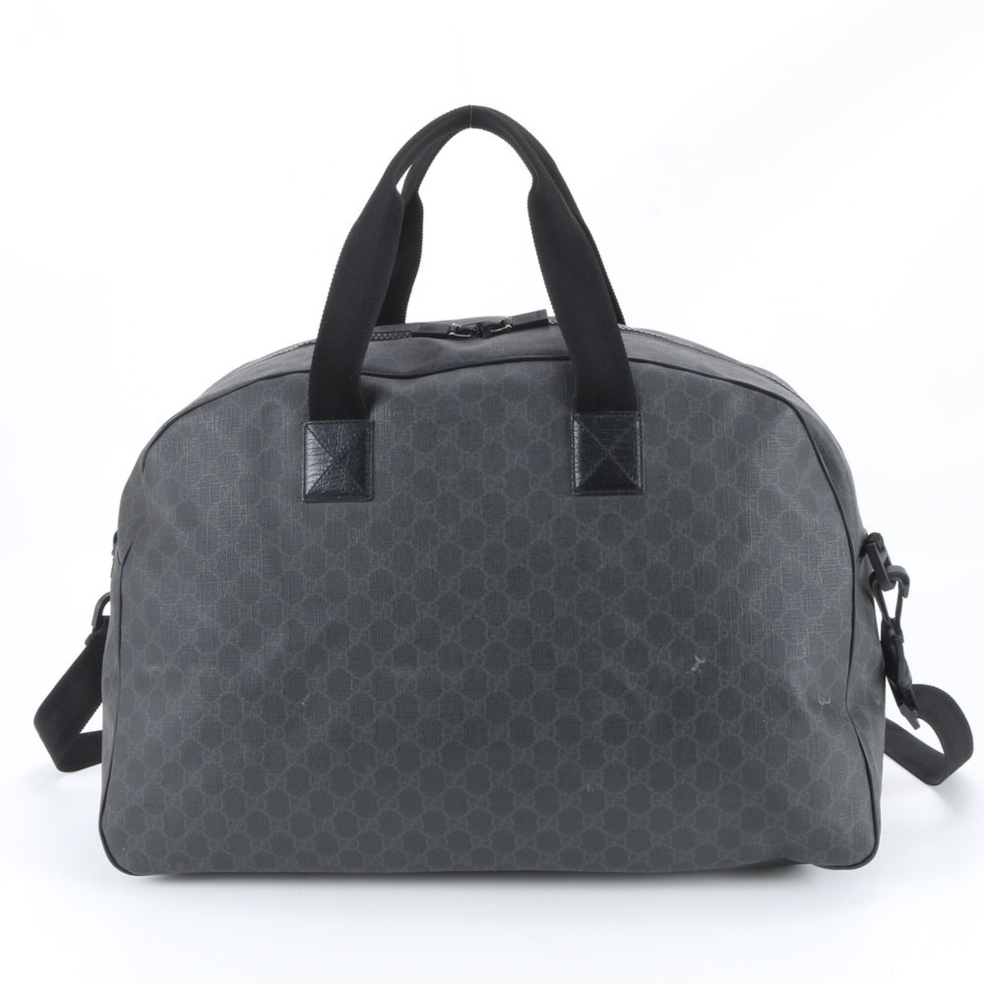 Gucci Black Coated Canvas Leather Handbag Tote Bag (Pre-Owned)