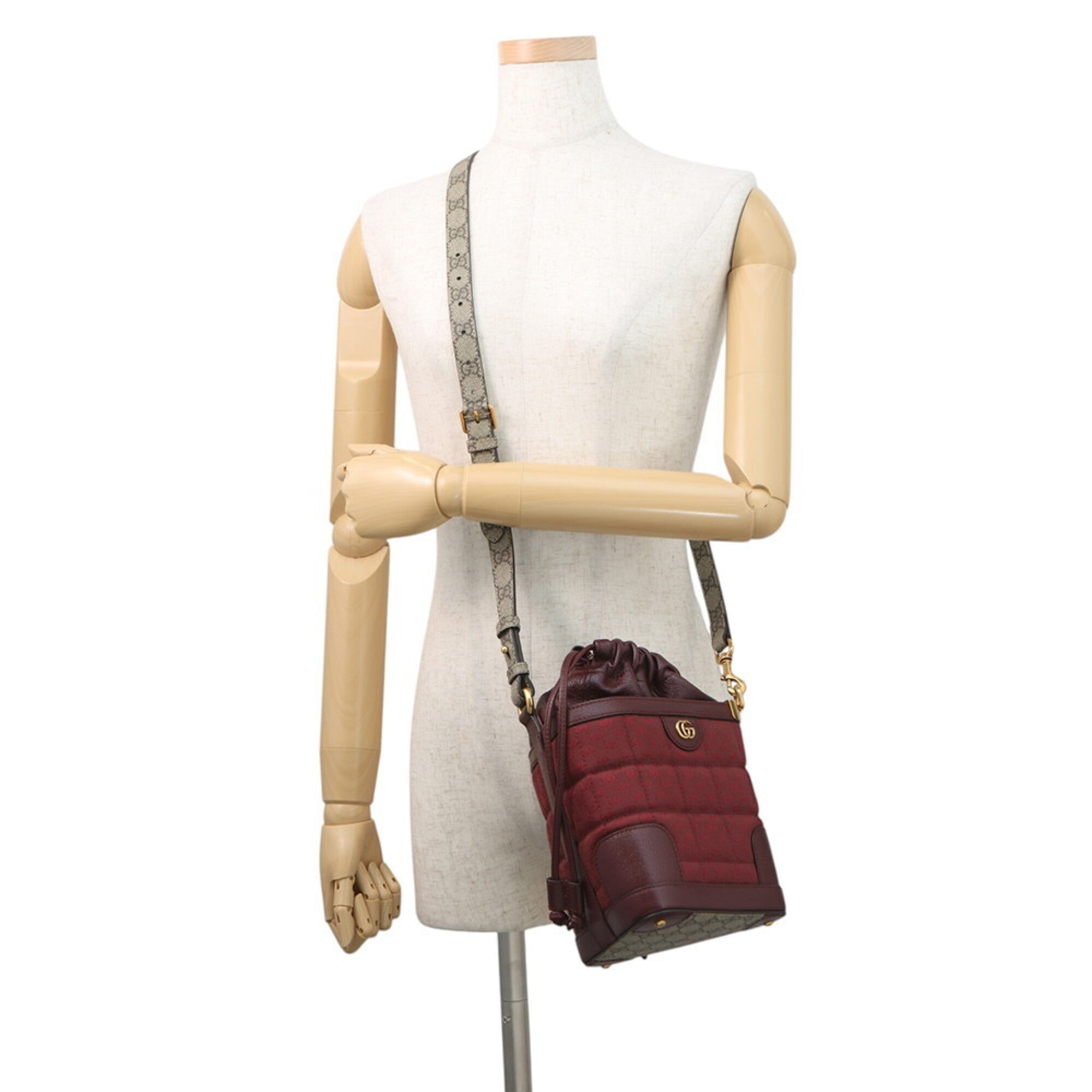 Gucci Bordeaux Gg Supreme Canvas Leather Shoulder Bag (Pre-Owned)
