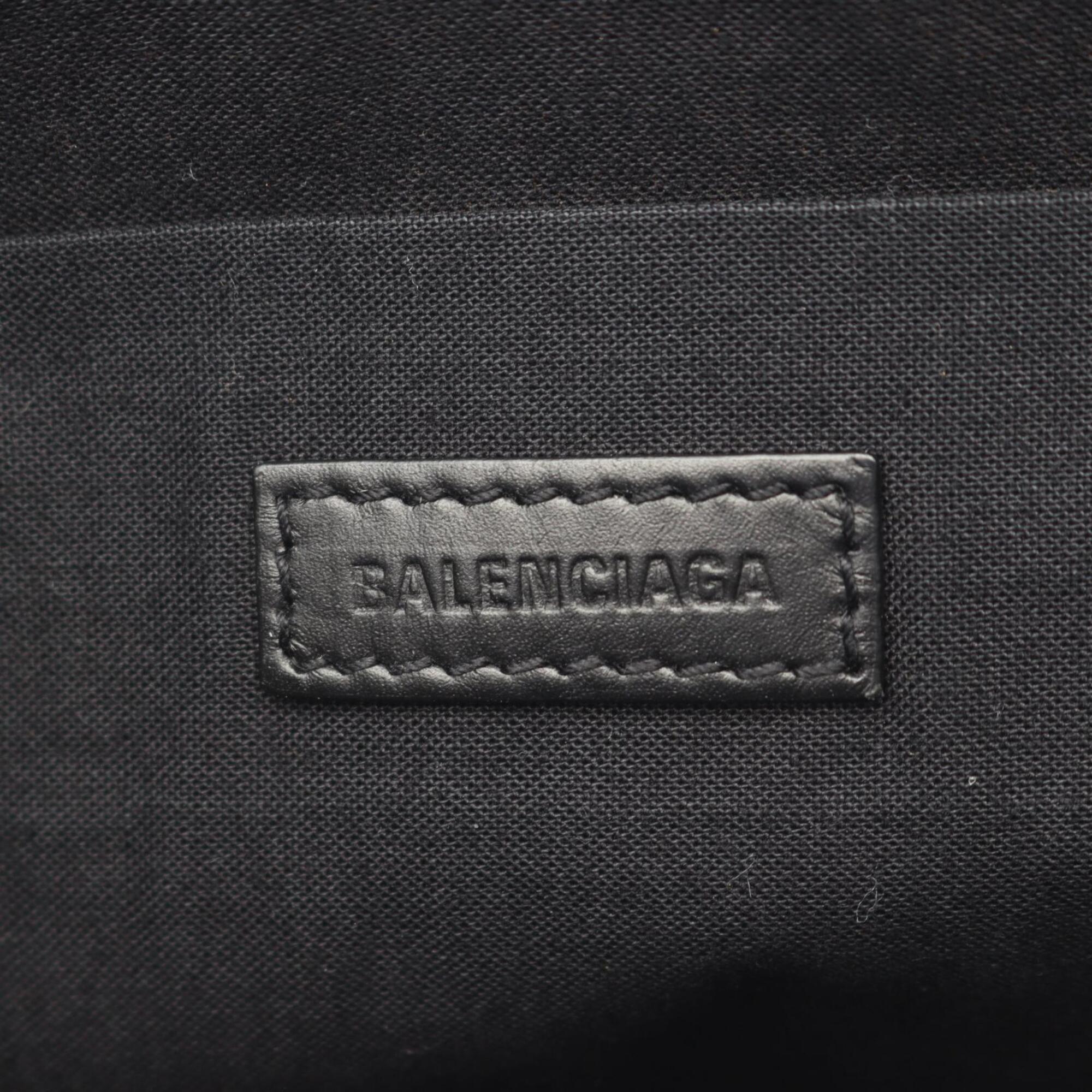 Balenciaga Black Ivory Canvas Leather Clutch Bag (Pre-Owned)