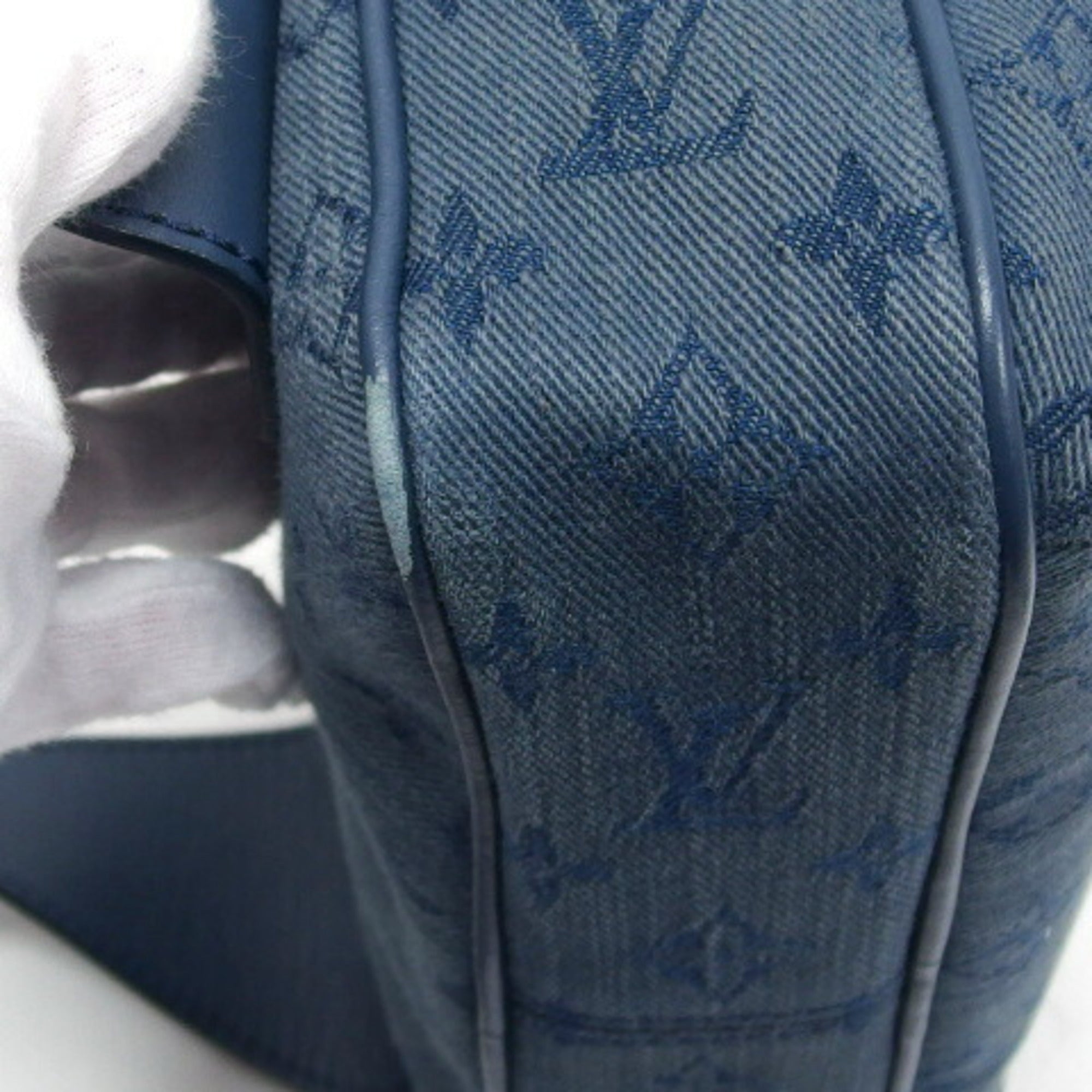 Louis Vuitton Monogram Denim Dark Brown Denim Leather Shoulder Bag (Pre-Owned)