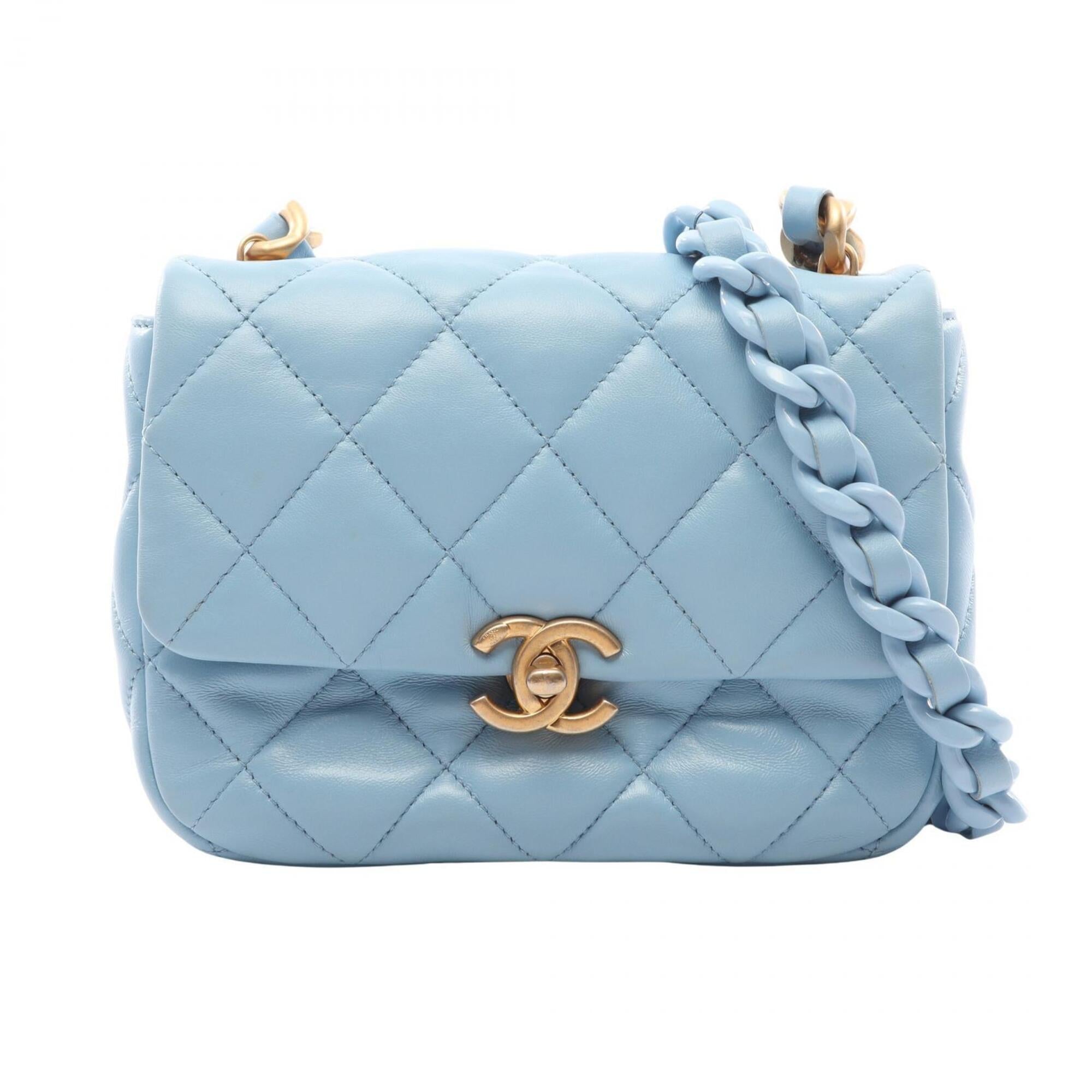 Chanel Blue Leather Handbag Shoulder Bag (Pre-Owned)