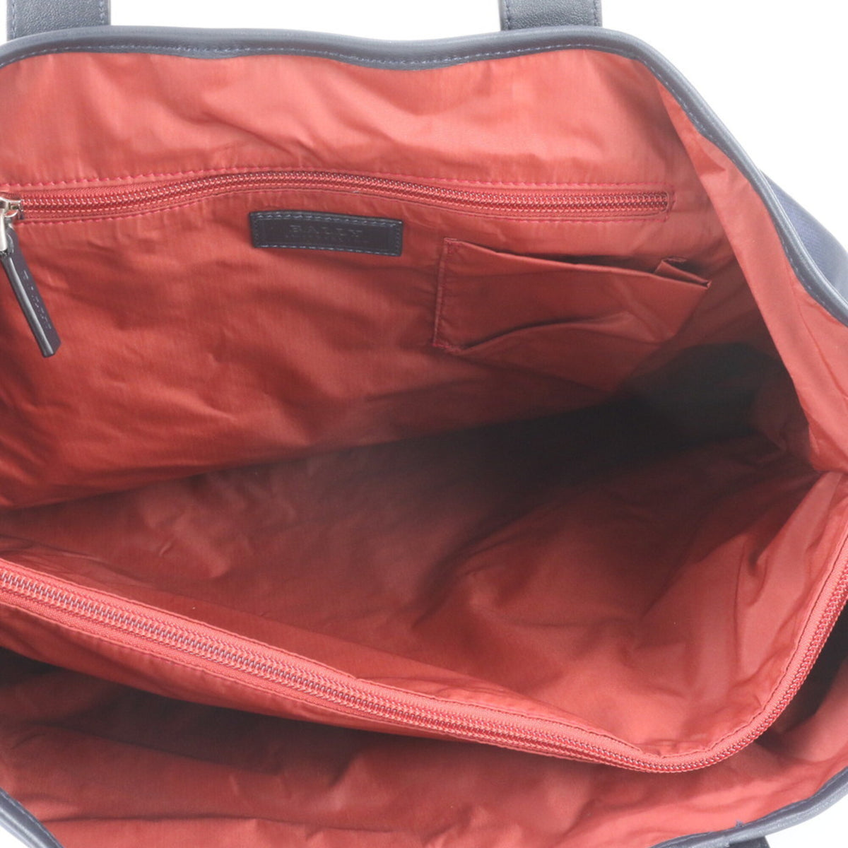 Bally Navy Leather Nylon Shoulder Bag Tote Bag (Pre-Owned)
