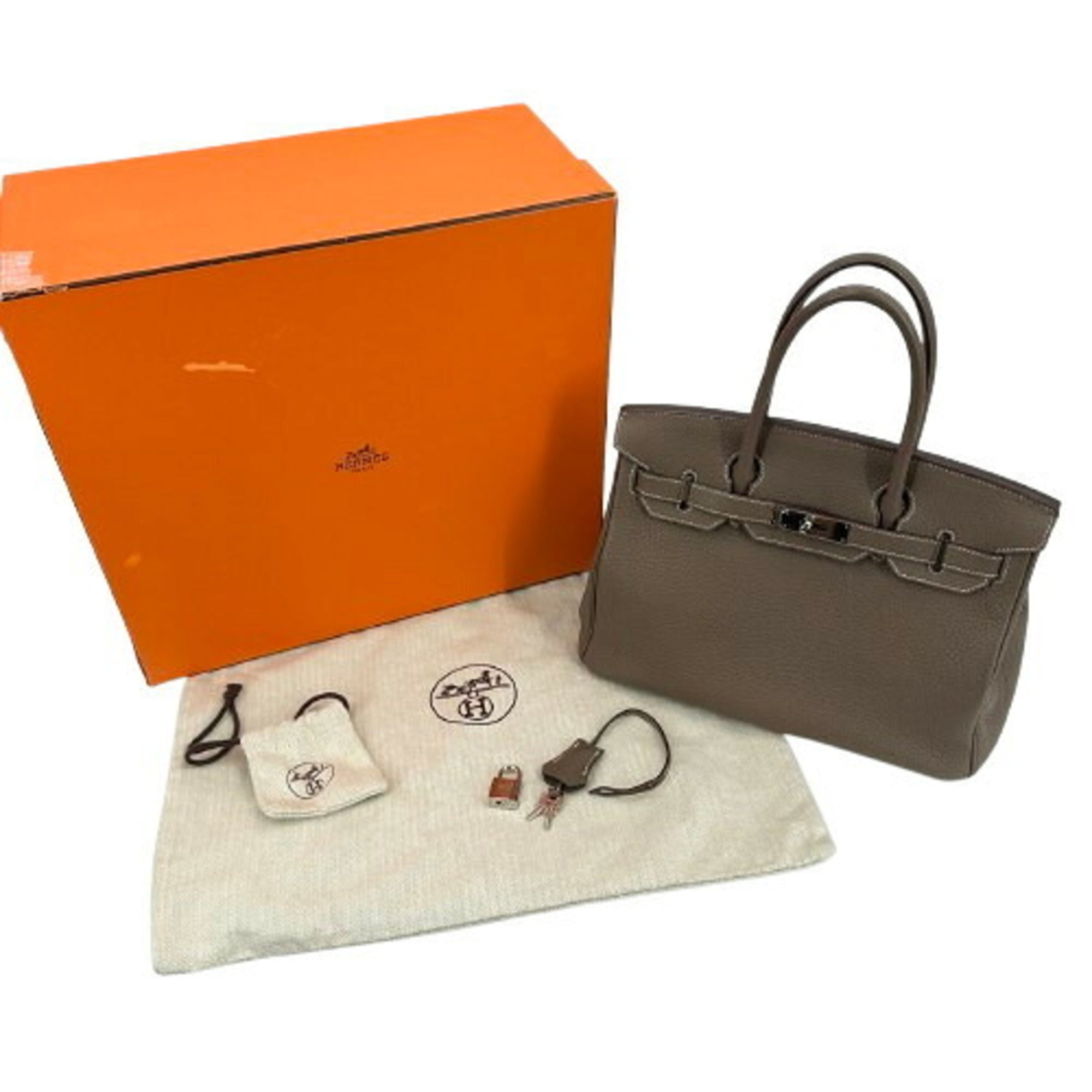 Hermes Birkin Etoupe Gray Togo Leather Handbag (Pre-Owned)
