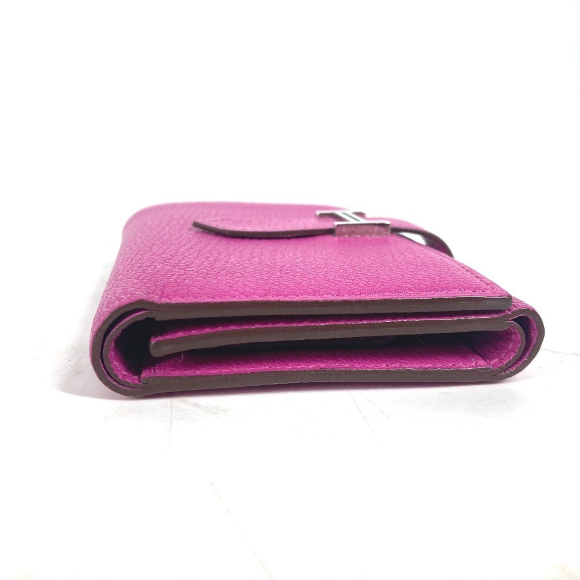 Hermes Pink Purple Chevre Leather Wallet (Tri-Fold) (Pre-Owned)