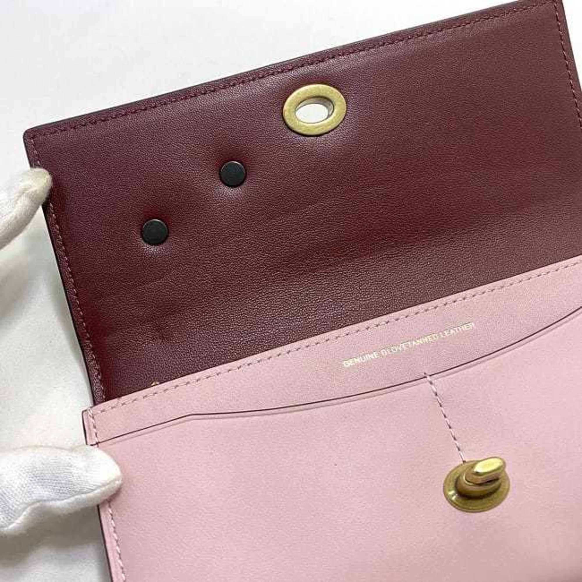 Coach Black Pink Leather Long Wallet (Bi-Fold) (Pre-Owned)