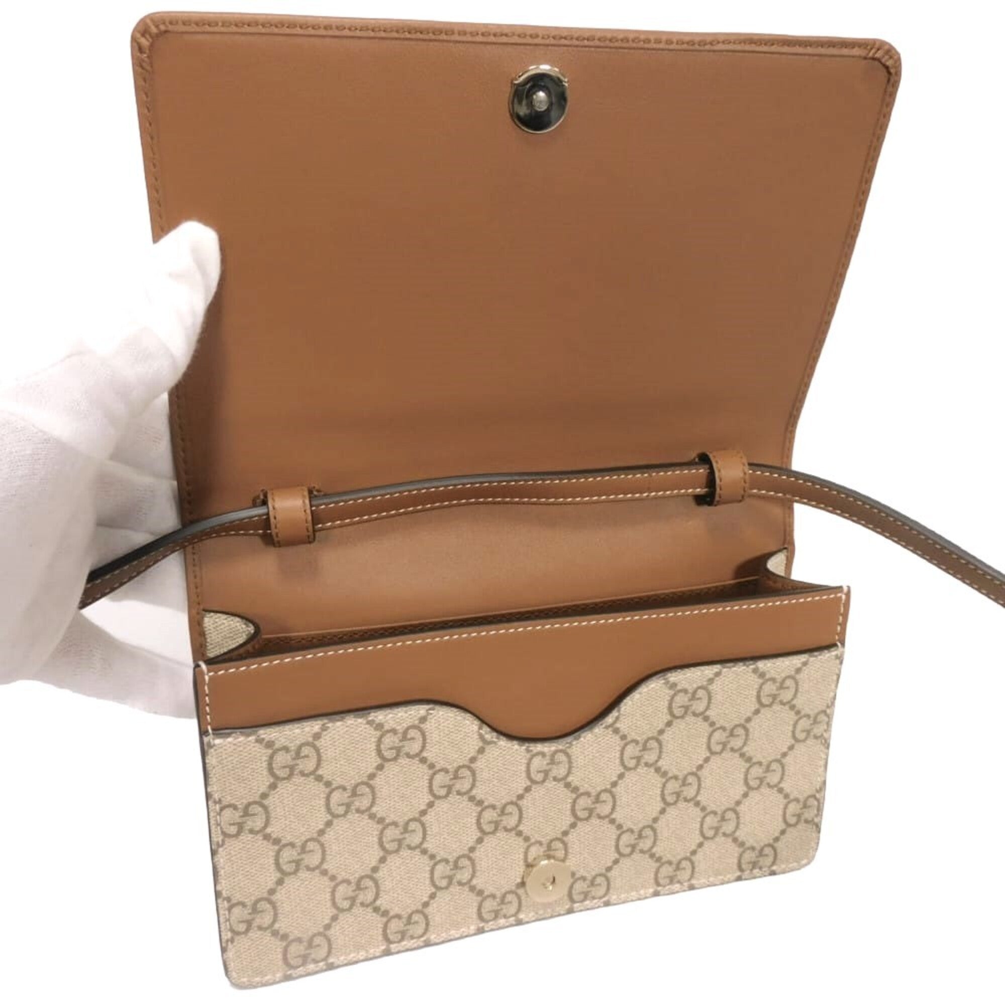 Gucci Beige Gg Supreme Leather Shoulder Bag (Pre-Owned)