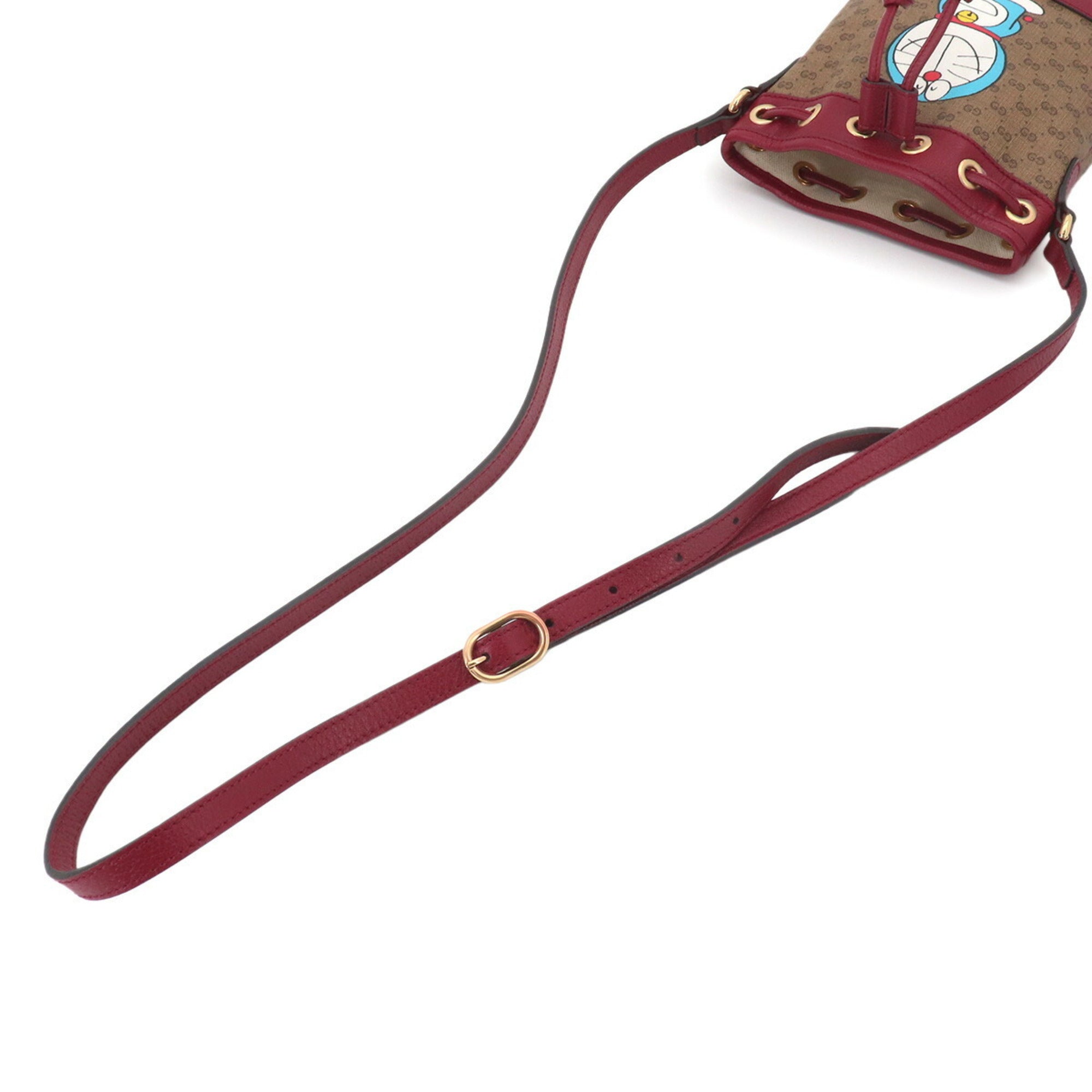 Gucci Brown Red Color Gg Supreme Leather Handbag Shoulder Bag (Pre-Owned)
