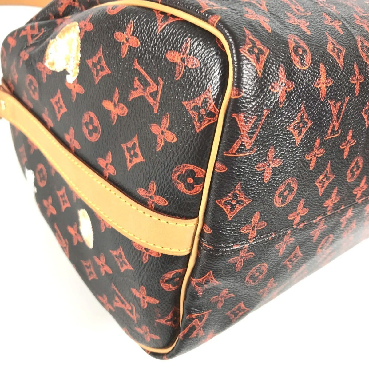 Louis Vuitton Brown Orange Monogram Canvas Boston Bag Handbag Shoulder Bag (Pre-Owned)